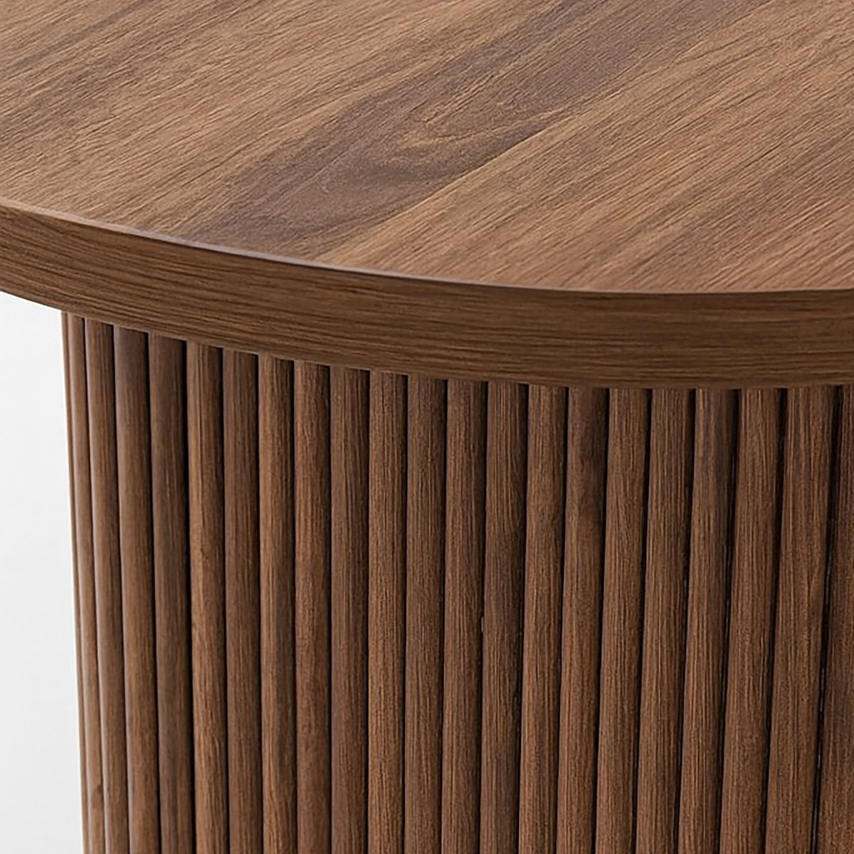 Table ovale 230cm effet noyer et 6 fauteuils en tissu ocre, NOW'S HOME