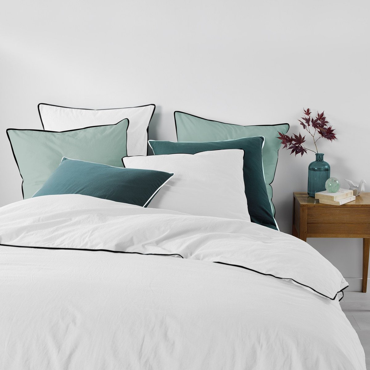 Drap housse 2 places 100% coton uni GRANA blanc, TOILINUX