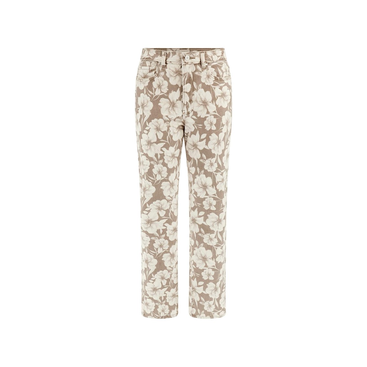 Jean Droit Girly marron floral, GUESS