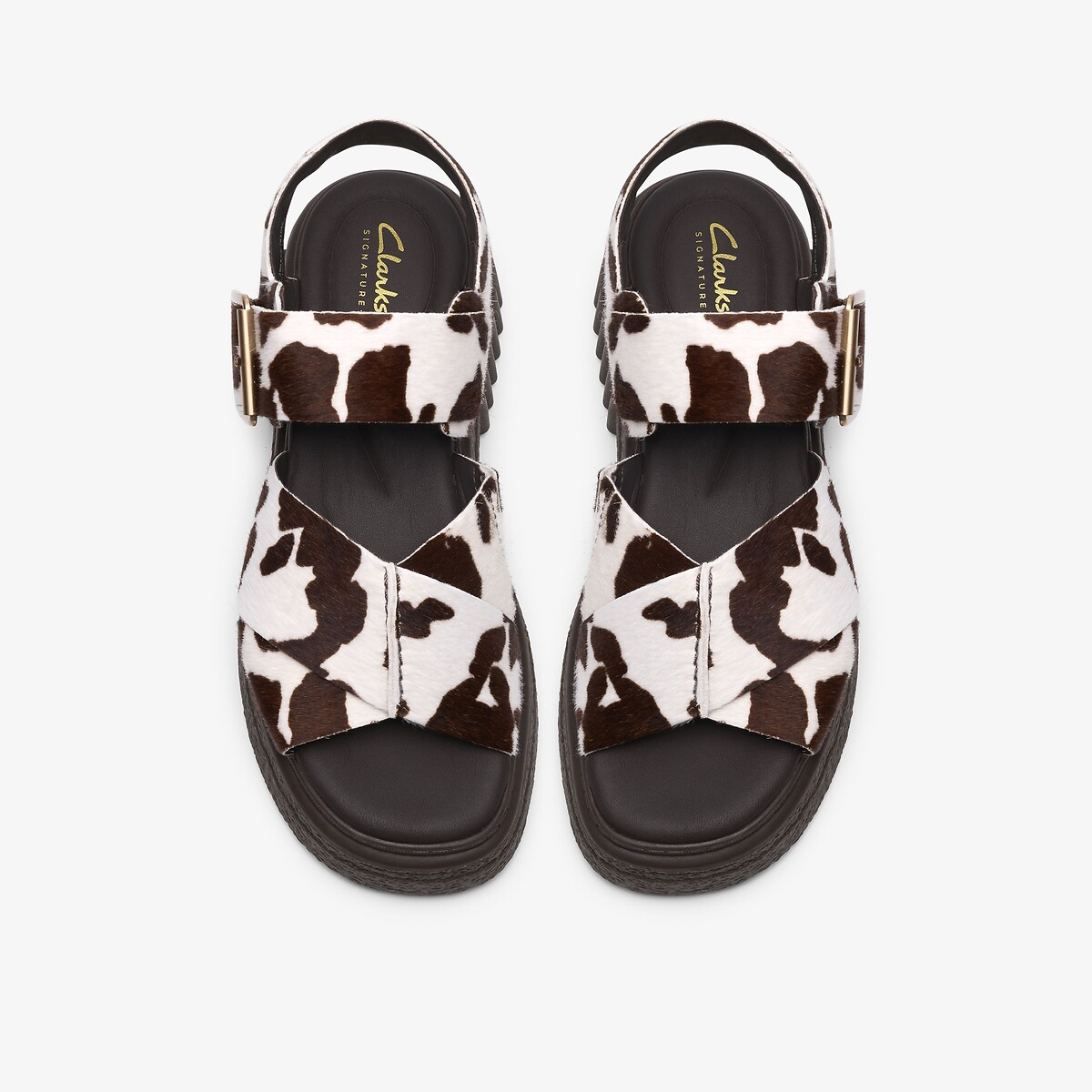 Evamar Wish Cowhide Leather Sandals brown/white, CLARKS
