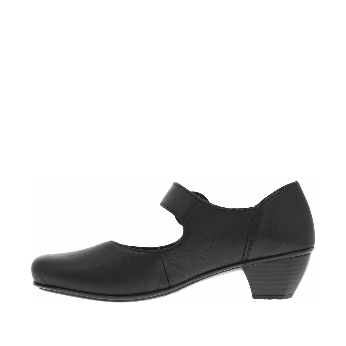 Escarpin cuir talon décroché bas noires, RIEKER