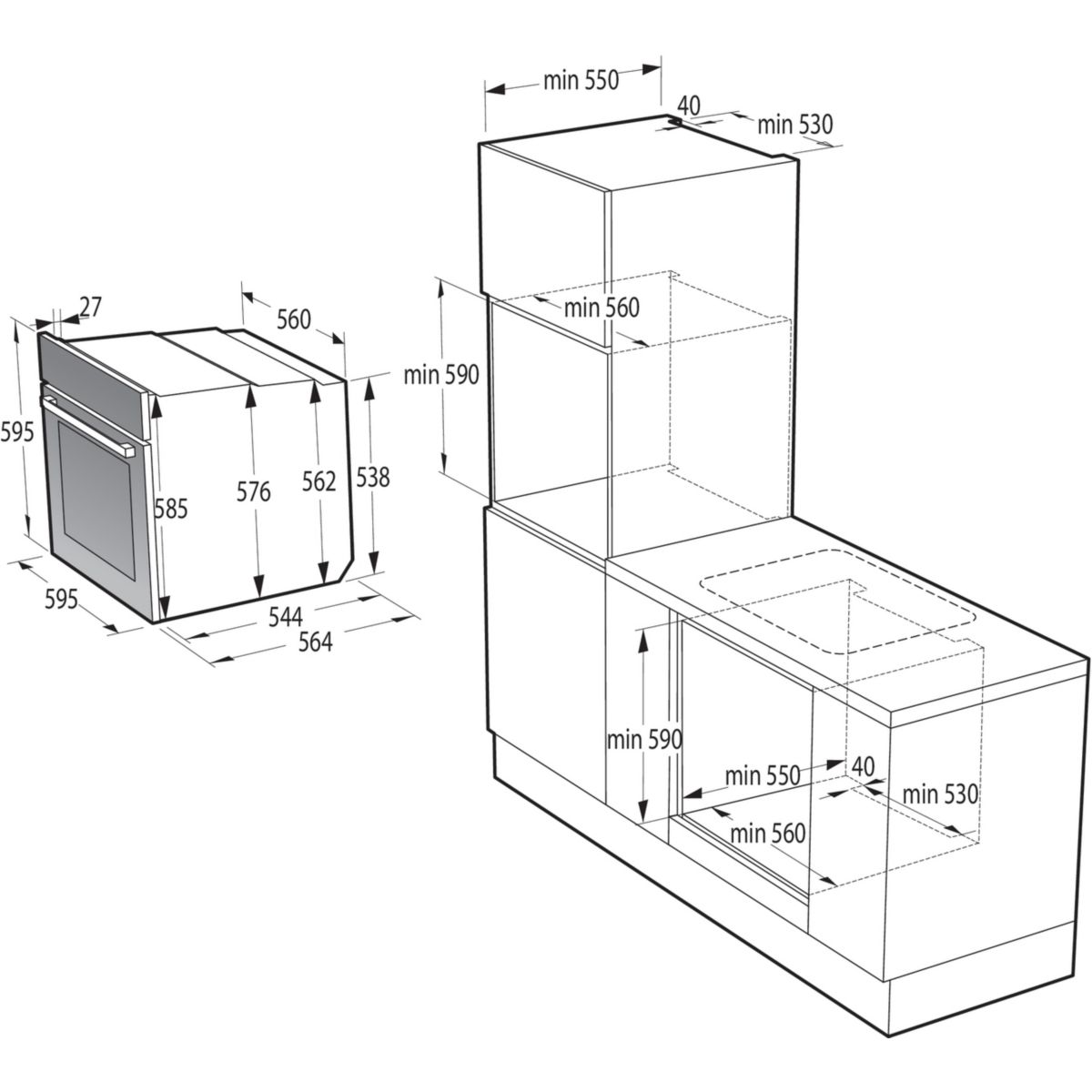 Four encastrable BPS6737E06PWG couleur unique, GORENJE