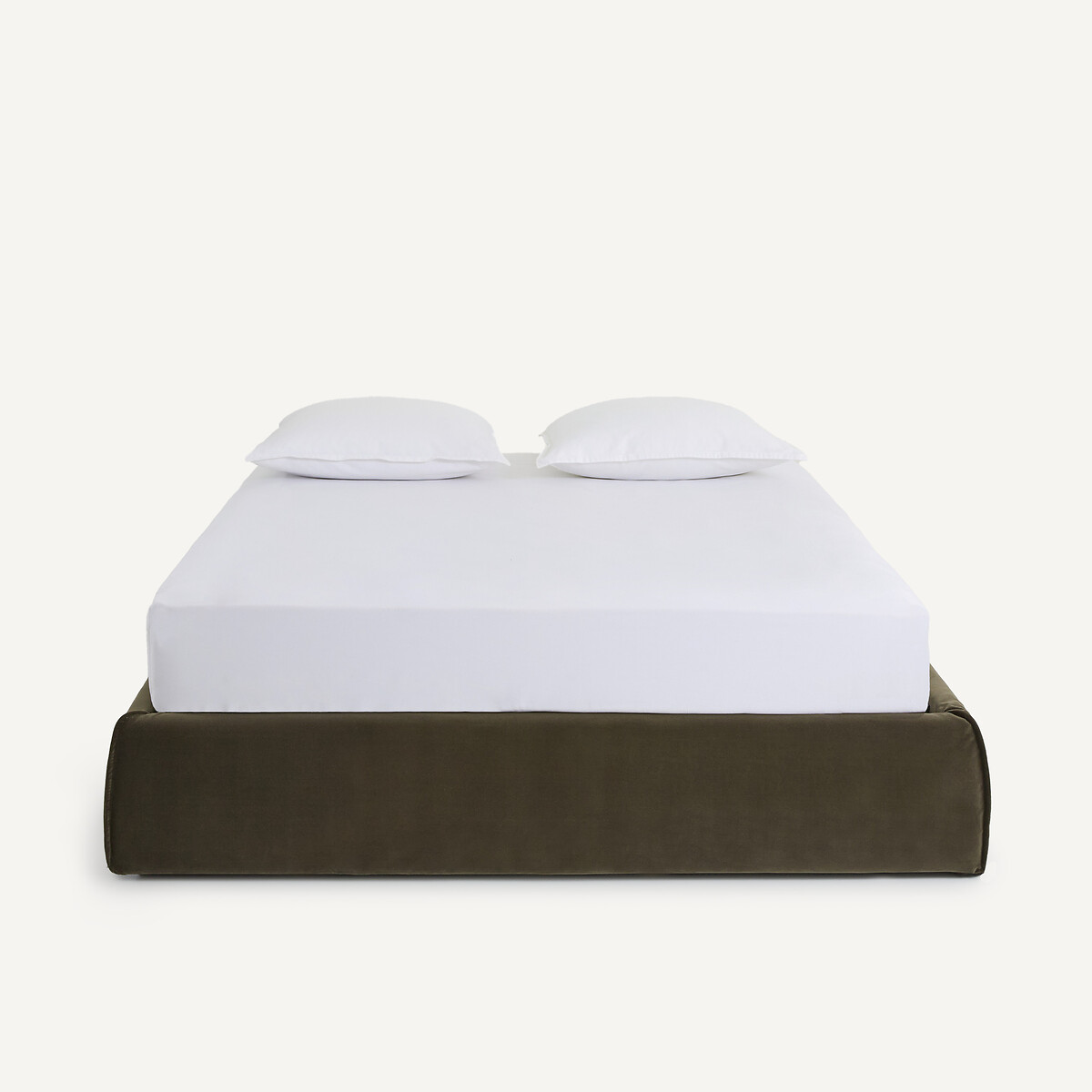 Housse de cadre de lit-coffre, en velours, CONNOR vert kaki foncé, AM.PM