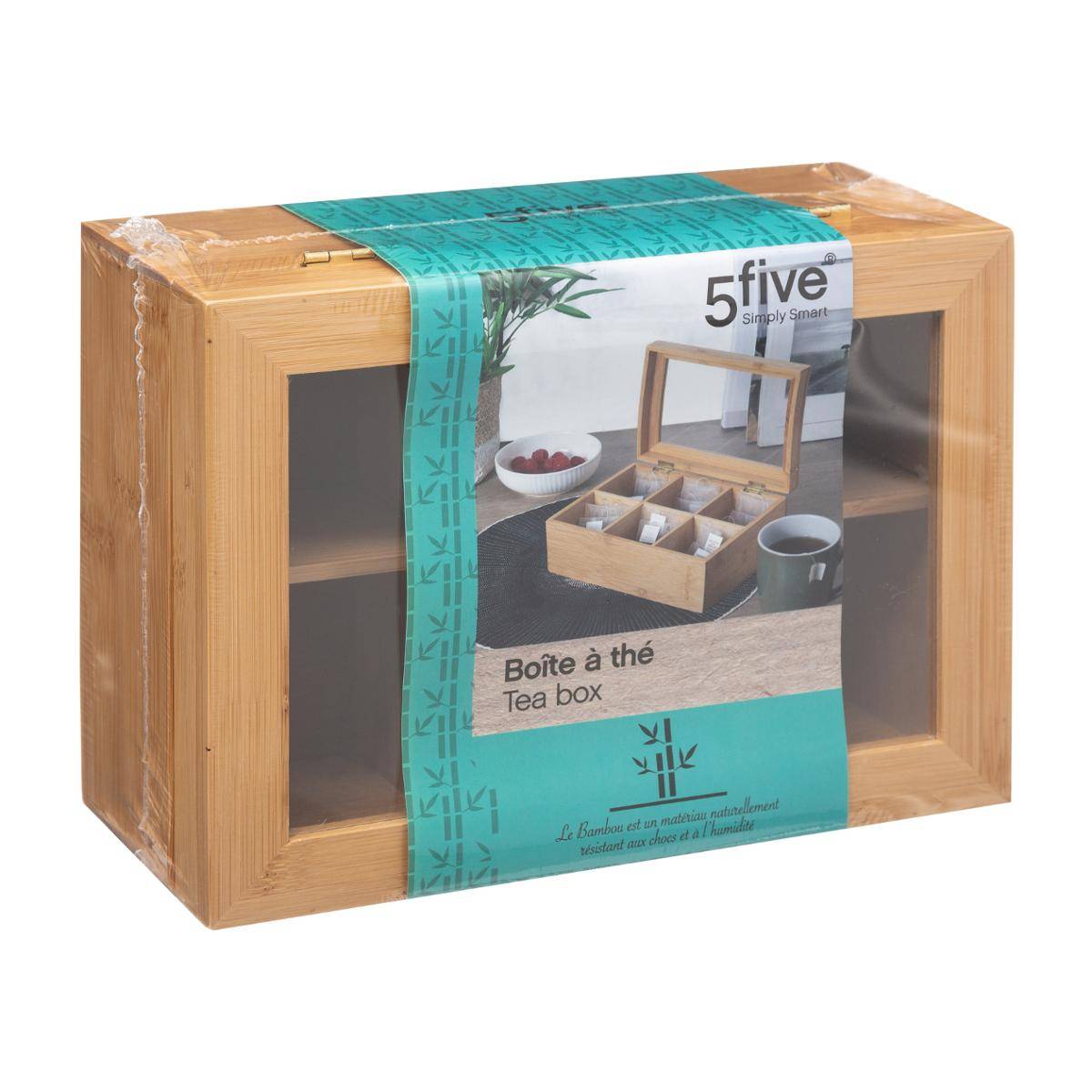 Boîte à thé 6 compartiments BAMBOU beige, 5FIVE SIMPLY SMART