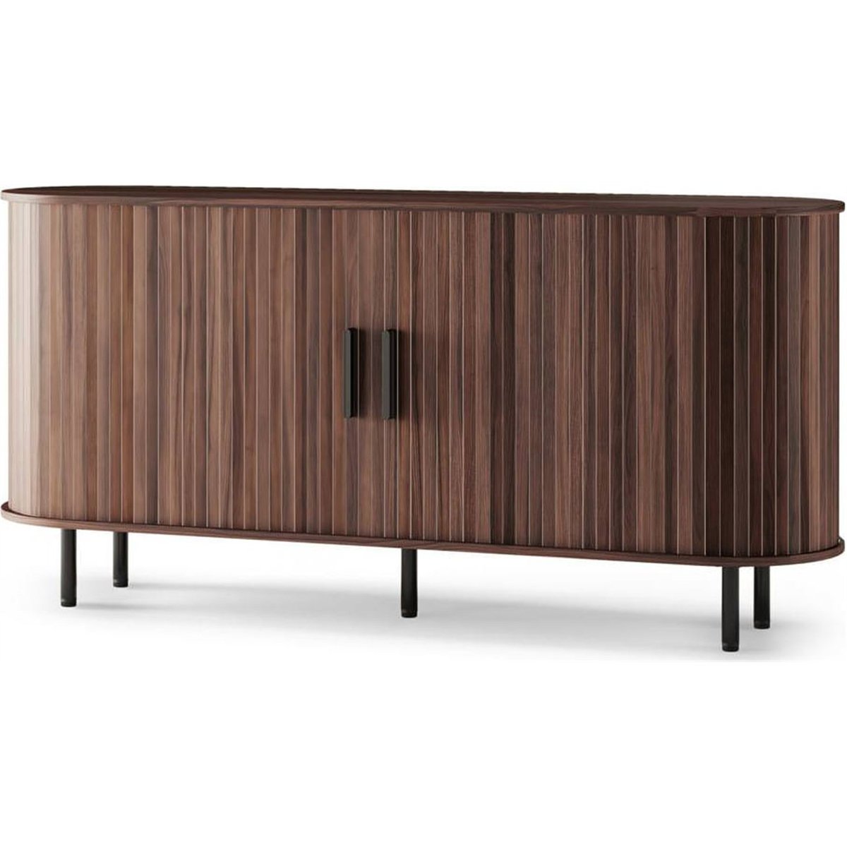 Buffet arrondi à lamelles collection EPIQUE noyer foncé et noir, RECOLLECTION