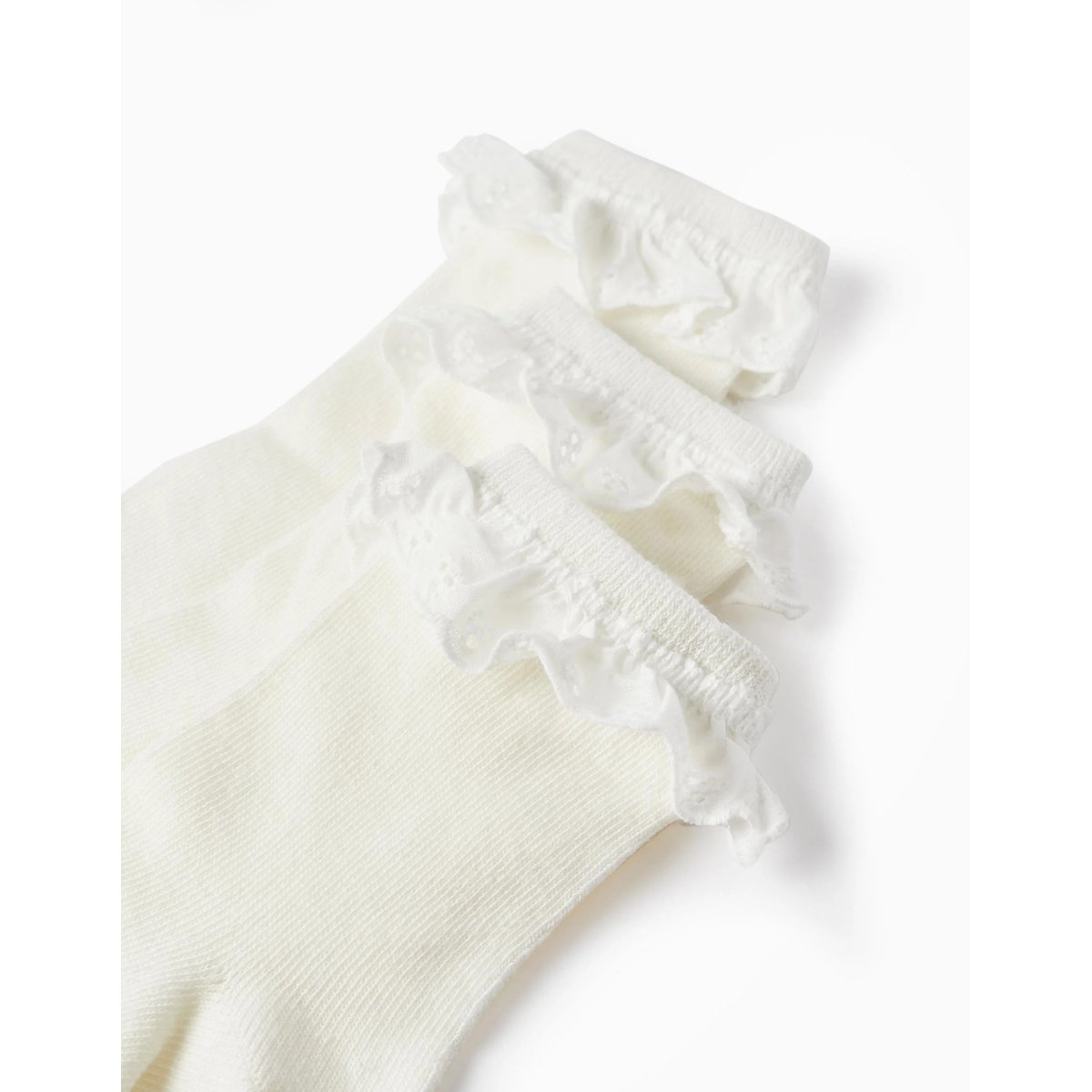 Pack 3 Paires de Chaussettes avec Broderie Anglaise blanc, ZIPPY