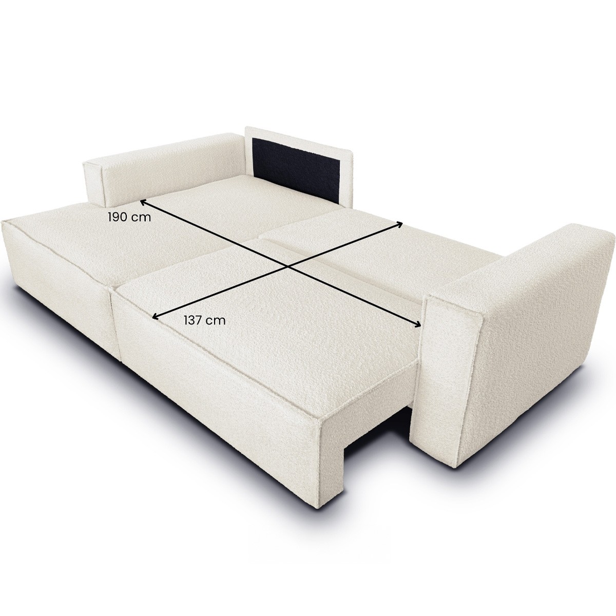 Canapé d'angle à gauche convertible 3 places en tissu bouclé - ASTI beige, HOMIFAB
