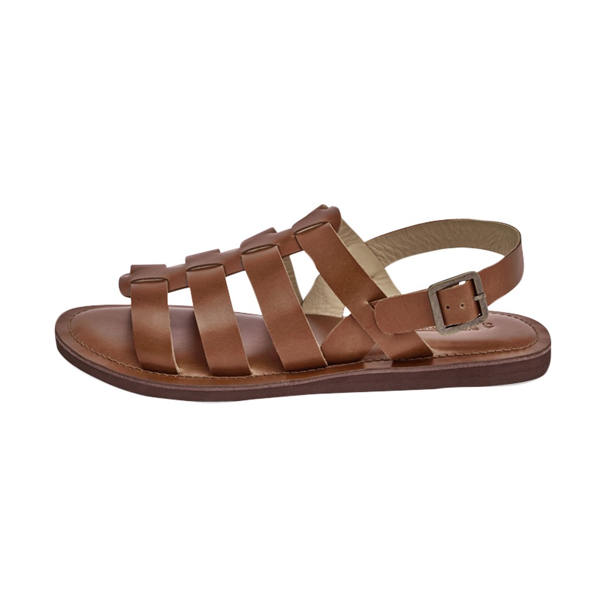 Sandales plates en cuir Enael tan, LES TROPEZIENNES PAR M.BELARBI