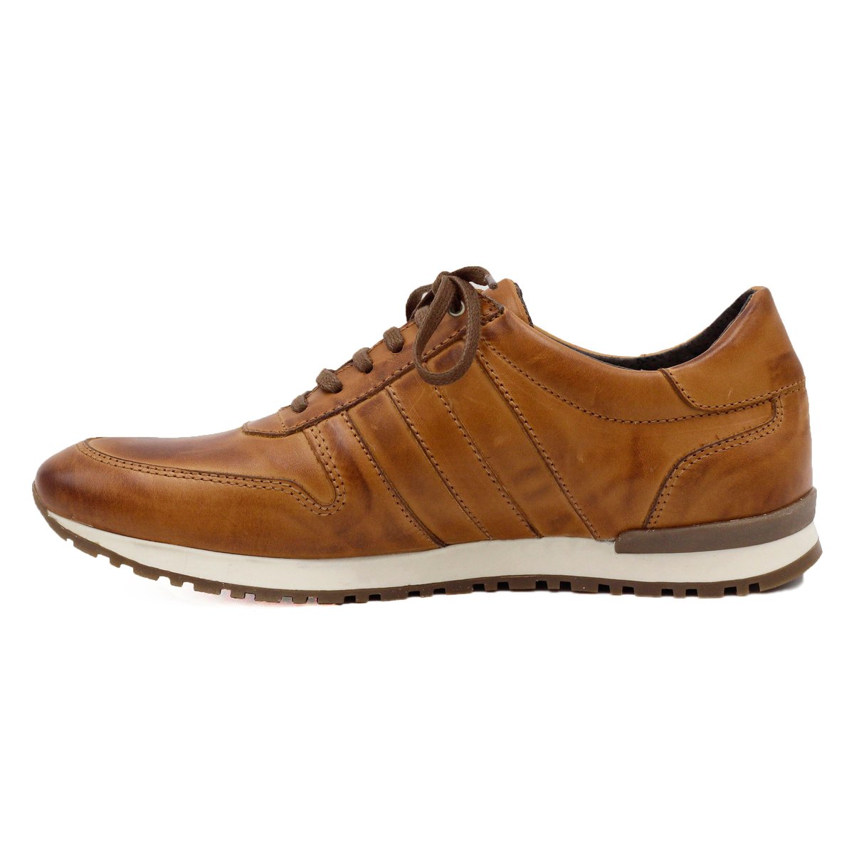 Sneakers cuir lisse cognac, JULES & JENN