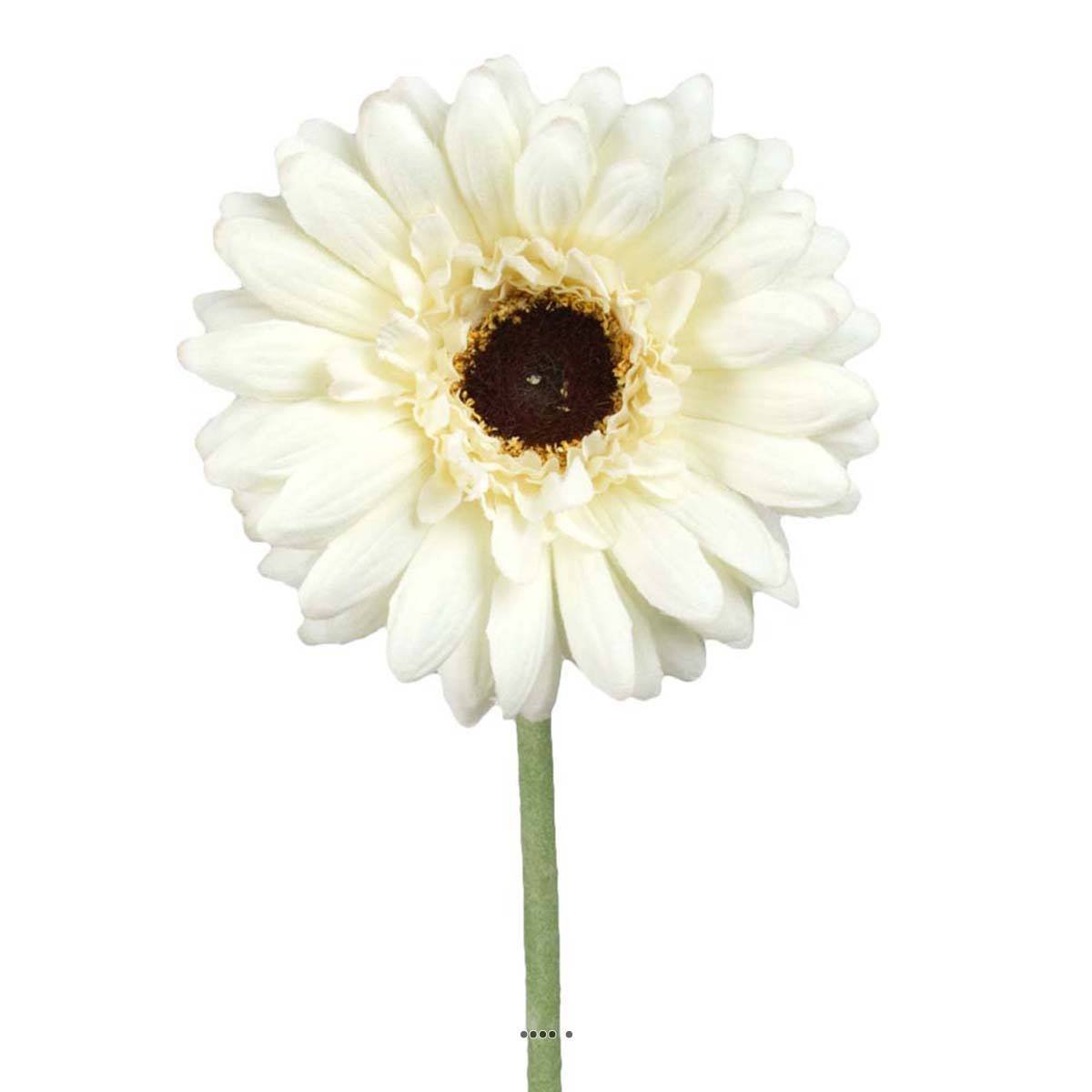 Gerbera artificiel H 55 cm D 10 cm superbe crème, ARTIFICIELLES