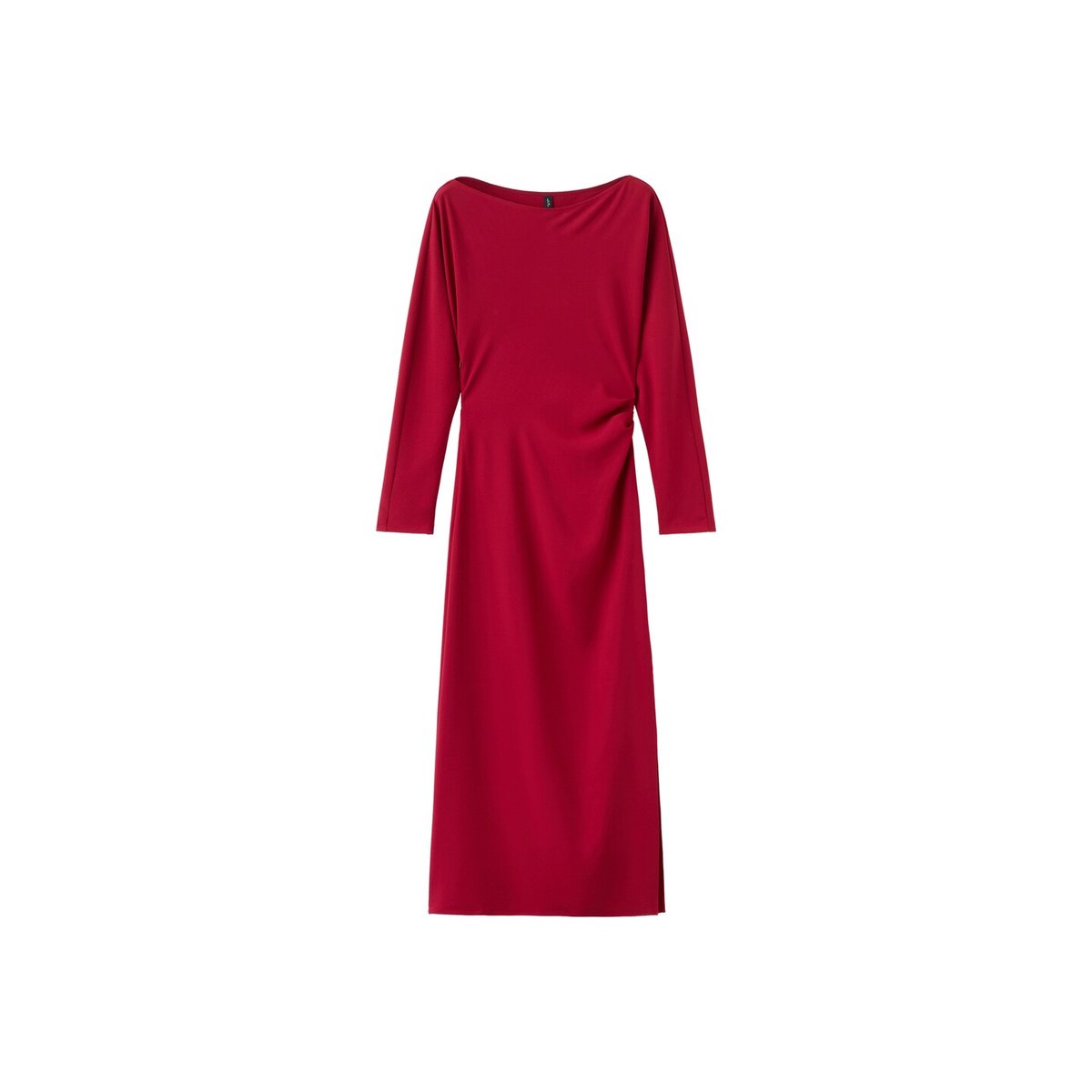 Robe col bateau froncée rouge, MANGO
