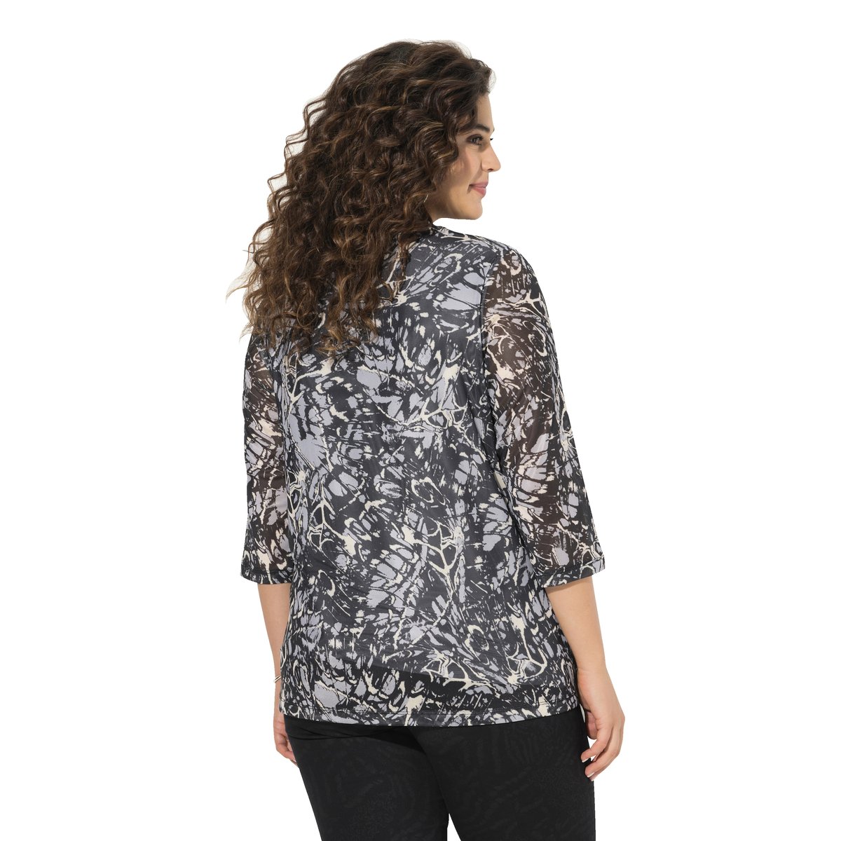 T-shirt en mesh doublé noir, ULLA POPKEN