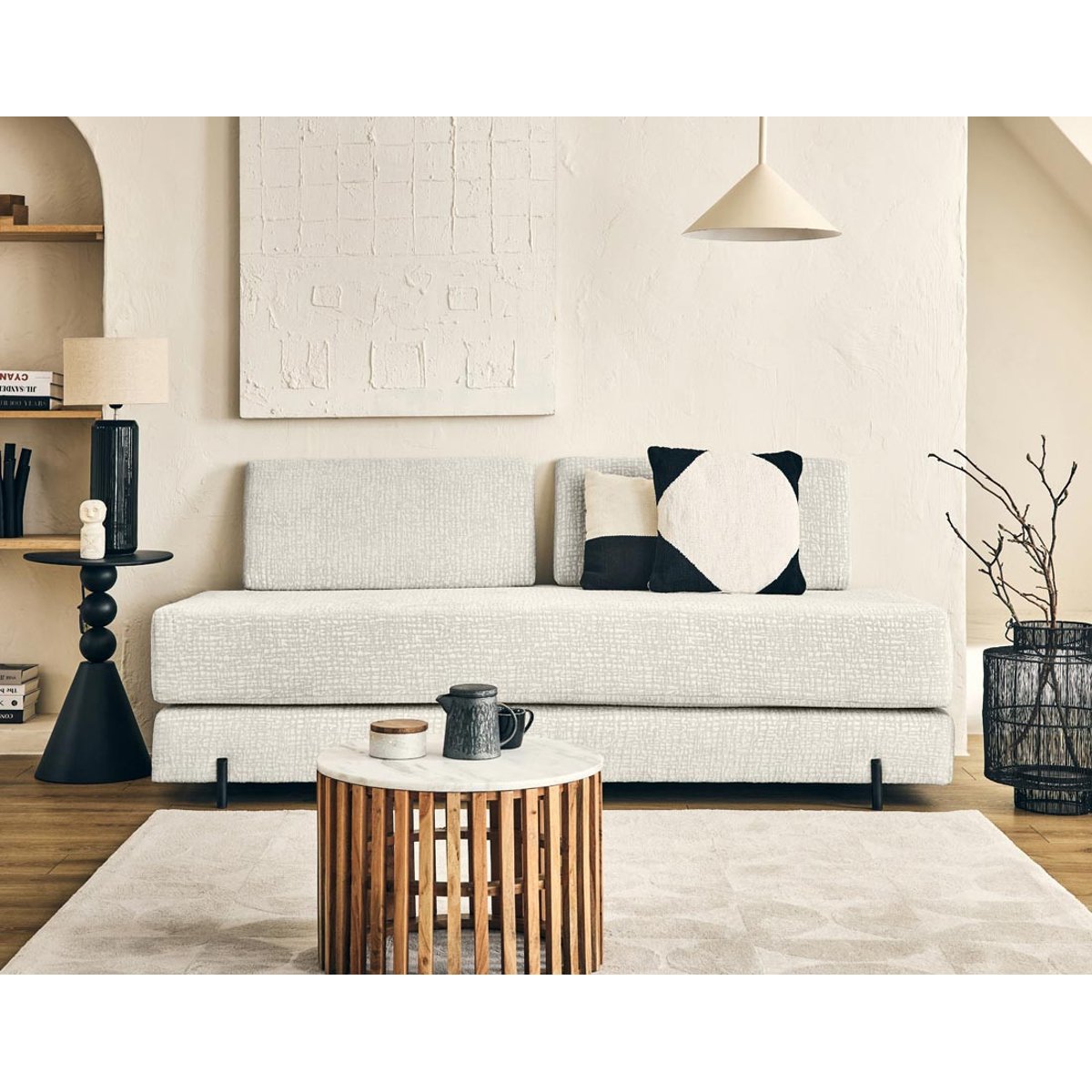 Canapé Convertible 3 places - BRESCIA ecru, BEST MOBILIER