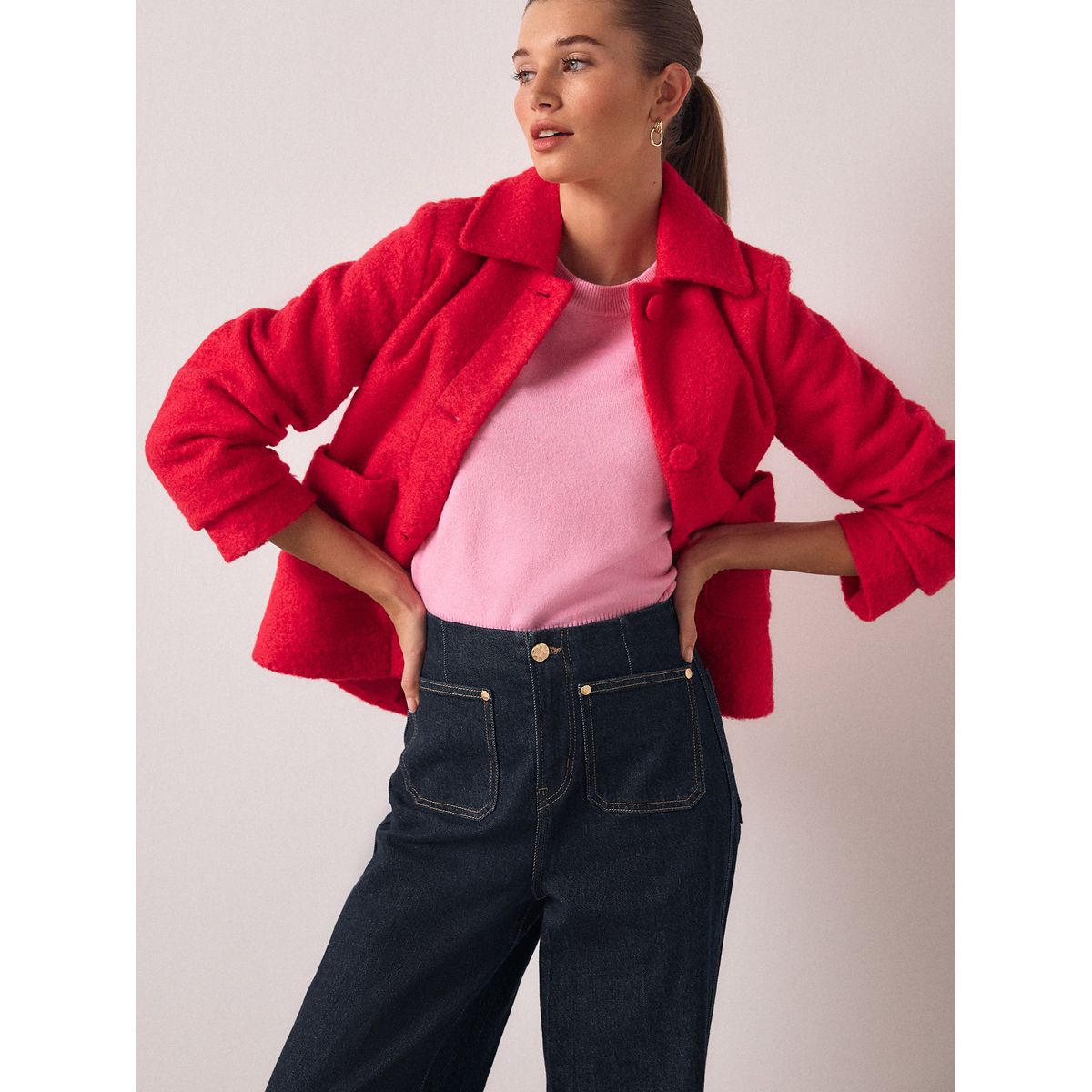 Manteau-cardigan avec col rose vif, NEXT