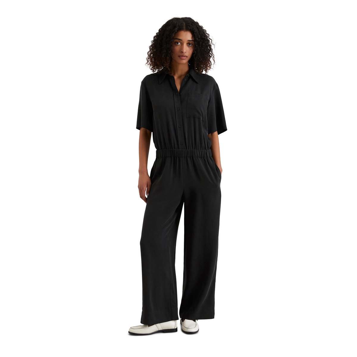 Jumpsuit relaxed en lyocell LENZING™ noir, MARC O’POLO DENIM