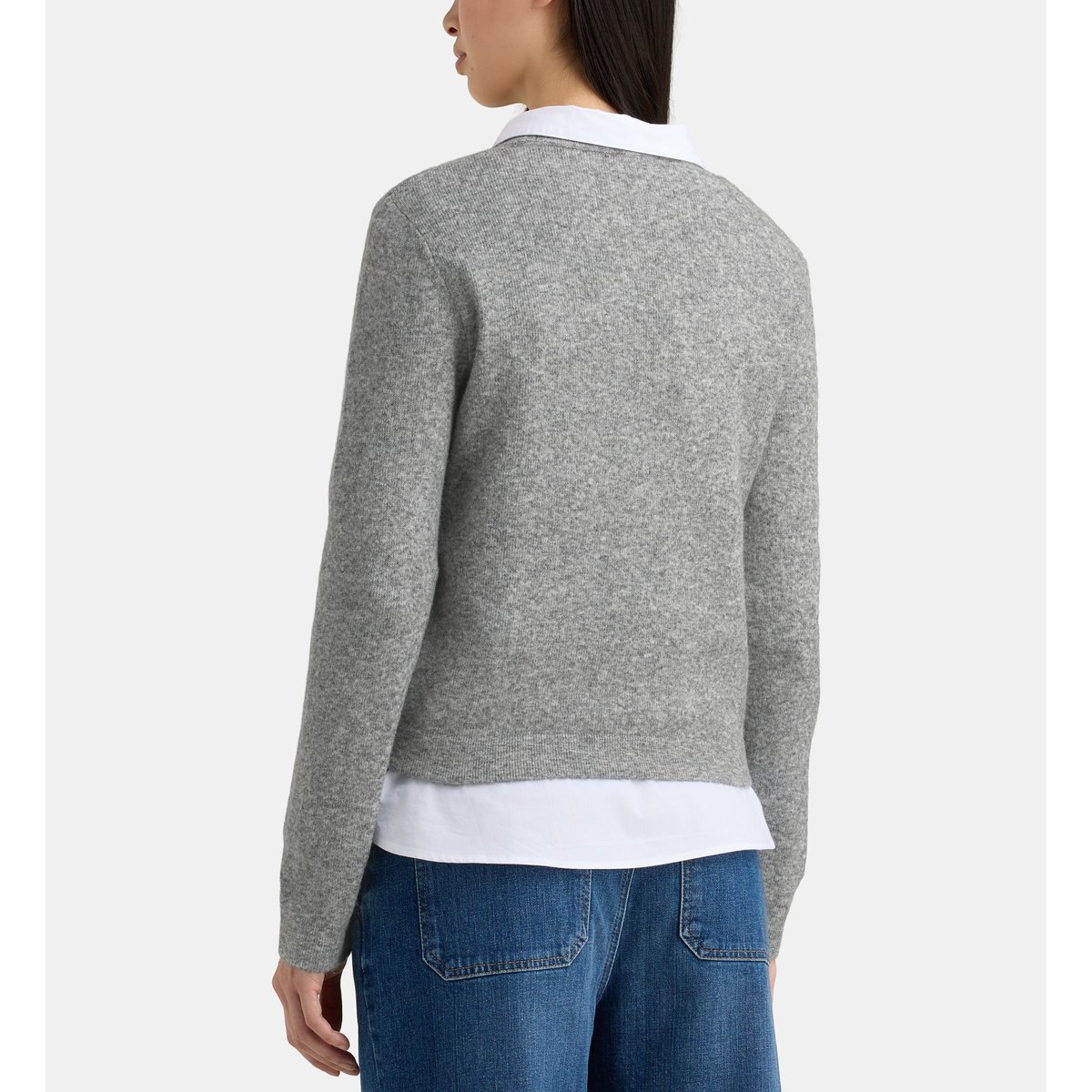 Pull droit flavie r moucheté gris et beige, GALERIES LAFAYETTE