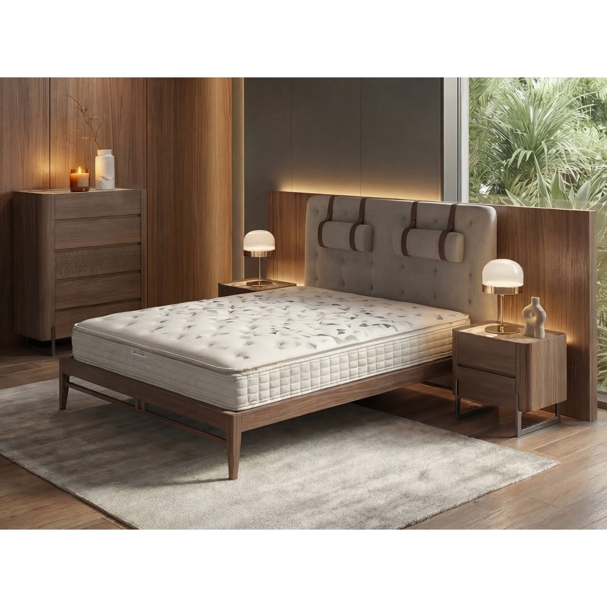 Matelas hybride en latex naturel avec ressorts ensachés indépendants 7 zones blanc, ANGEL CERDA