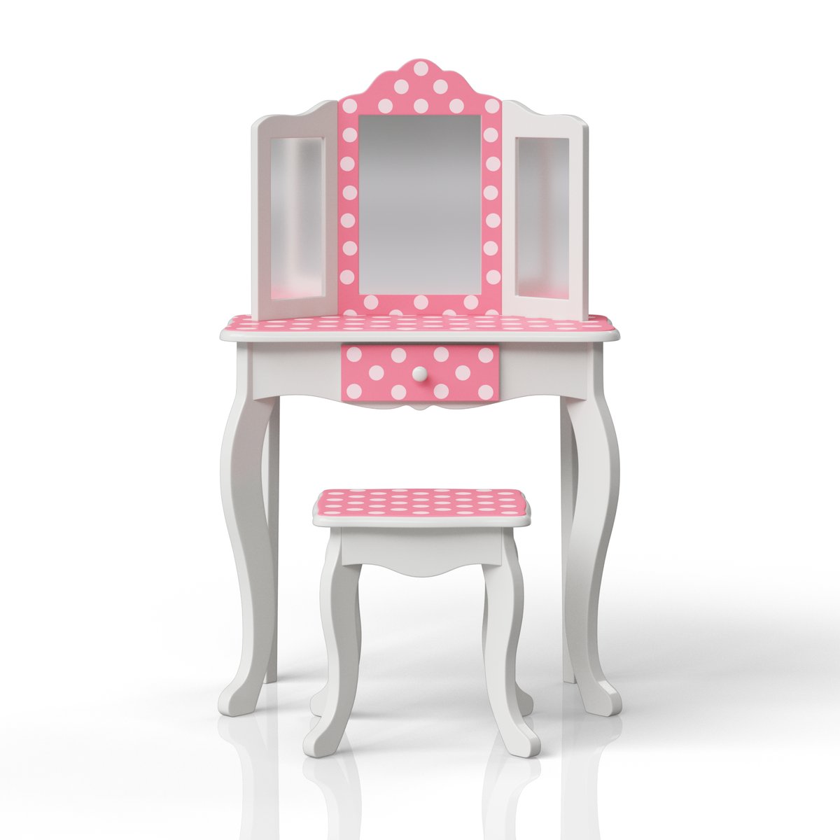 Coiffeuse Tabouret Enfant Bois avec miroir, tiroir et tabouret, FASHION PRINTS multicolore, TEAMSON KIDS
