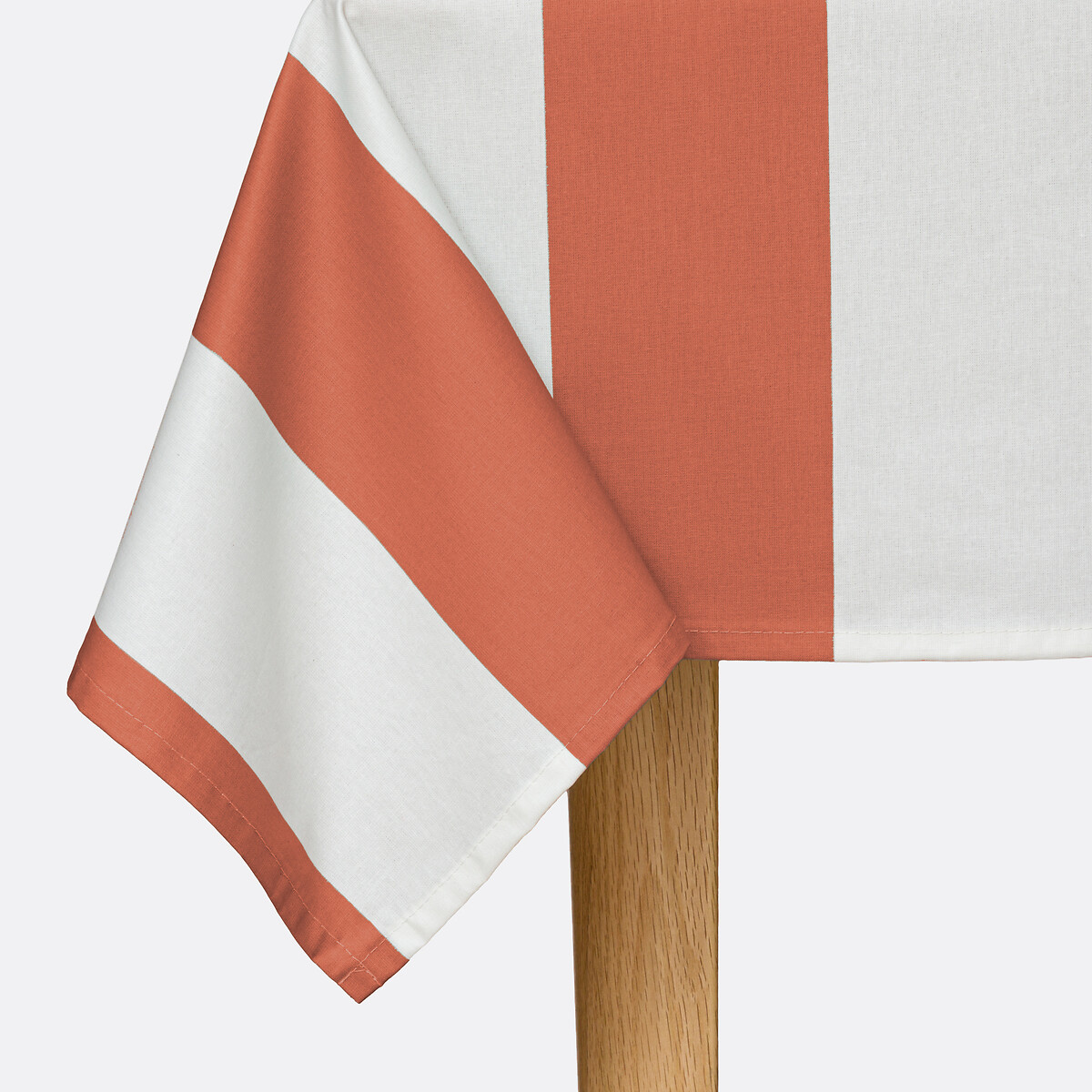 Hendaye Striped Coated Cotton Tablecloth terracotta/white, LA REDOUTE INTERIEURS