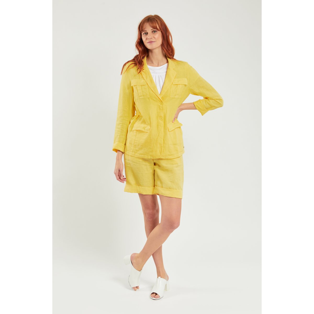 Veste saharienne en lin Sienna paille, TERRE & MER