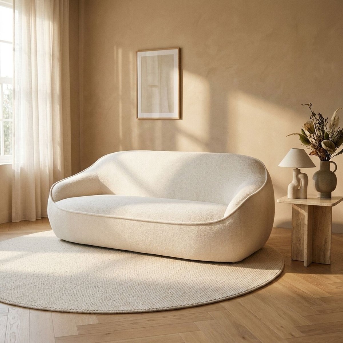 Canapé 2 places en polyester, LUMI beige, KARE DESIGN