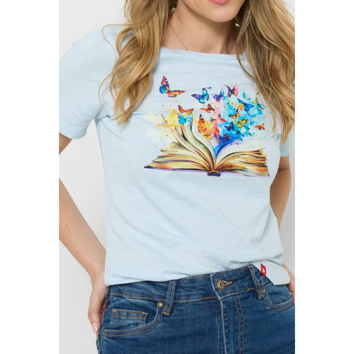 T-shirt à motif livre et papillon bleu, JOE BROWNS