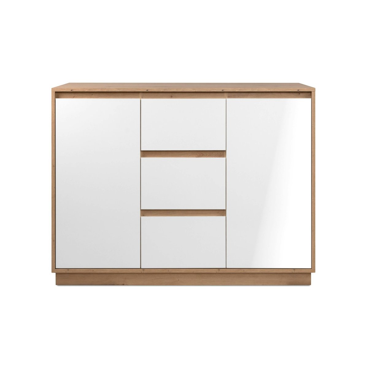 Buffet 2 portes 3 tiroirs décor bois et blanc ALVA blanc, PIER IMPORT