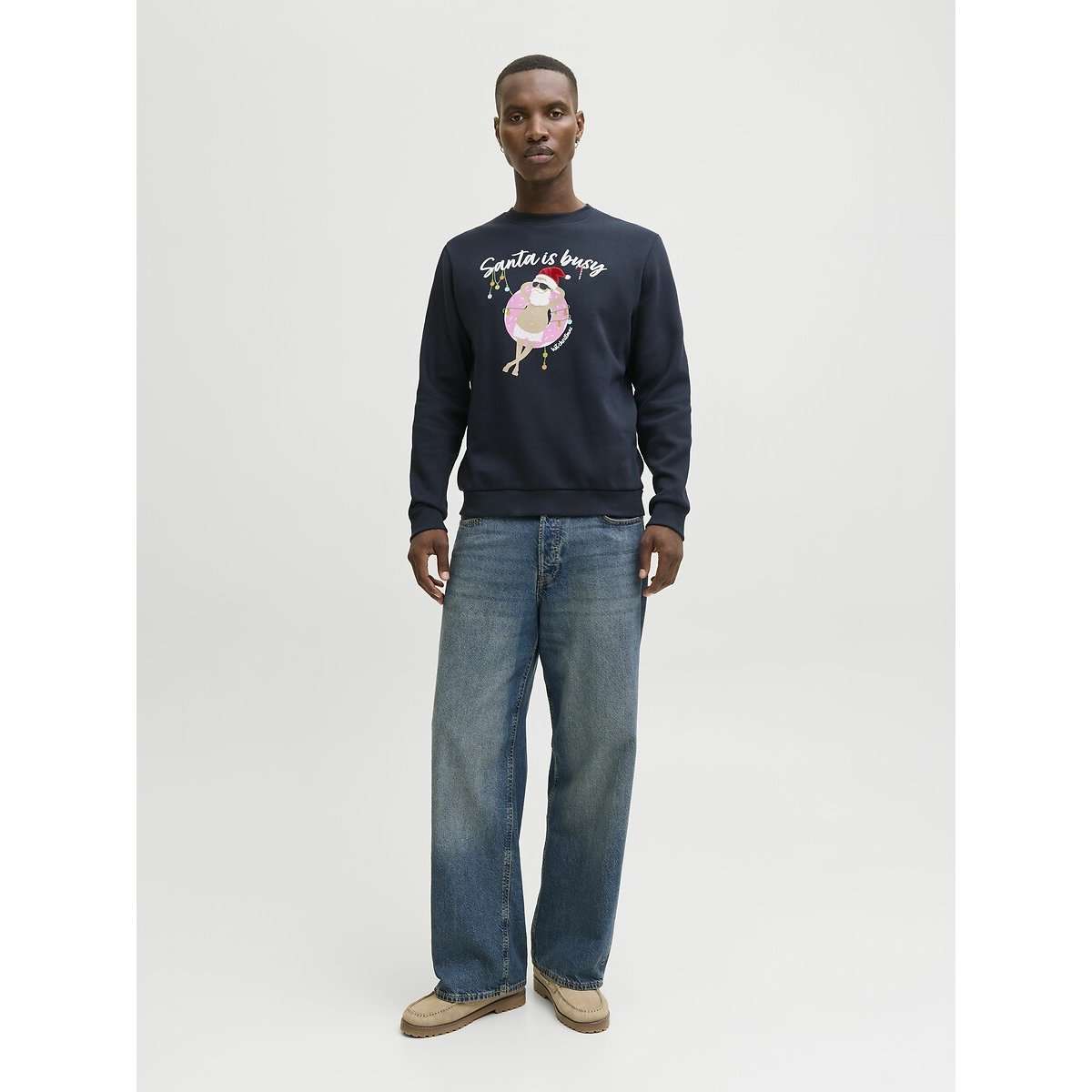 Crew Neck Christmas Sweatshirt navy blue, JACK & JONES