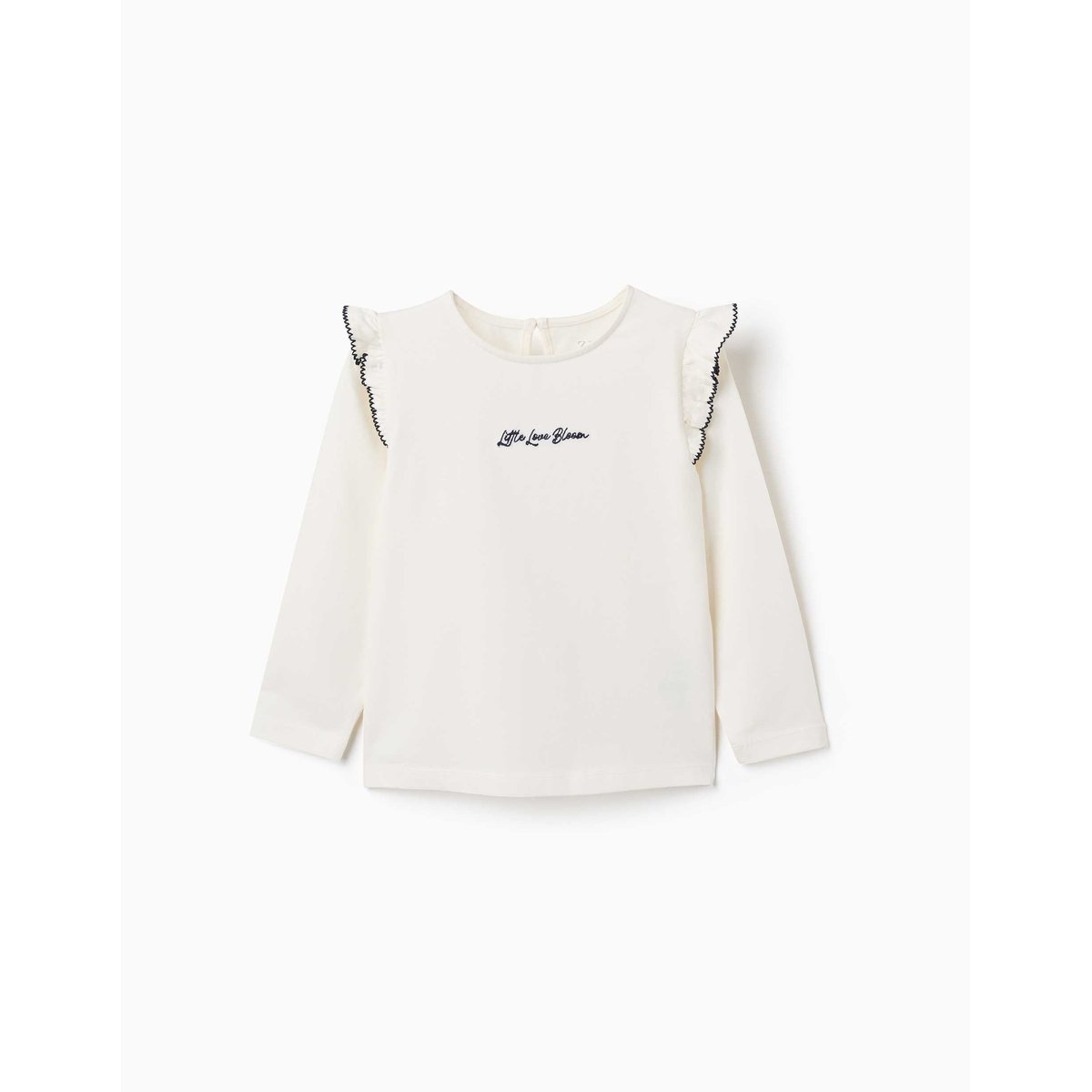 T-shirt à manches longues avec volants et broderie blanc, ZIPPY