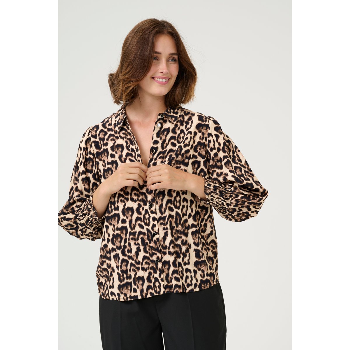Long sleeved shirt imprimé natural leopard, KAFFE