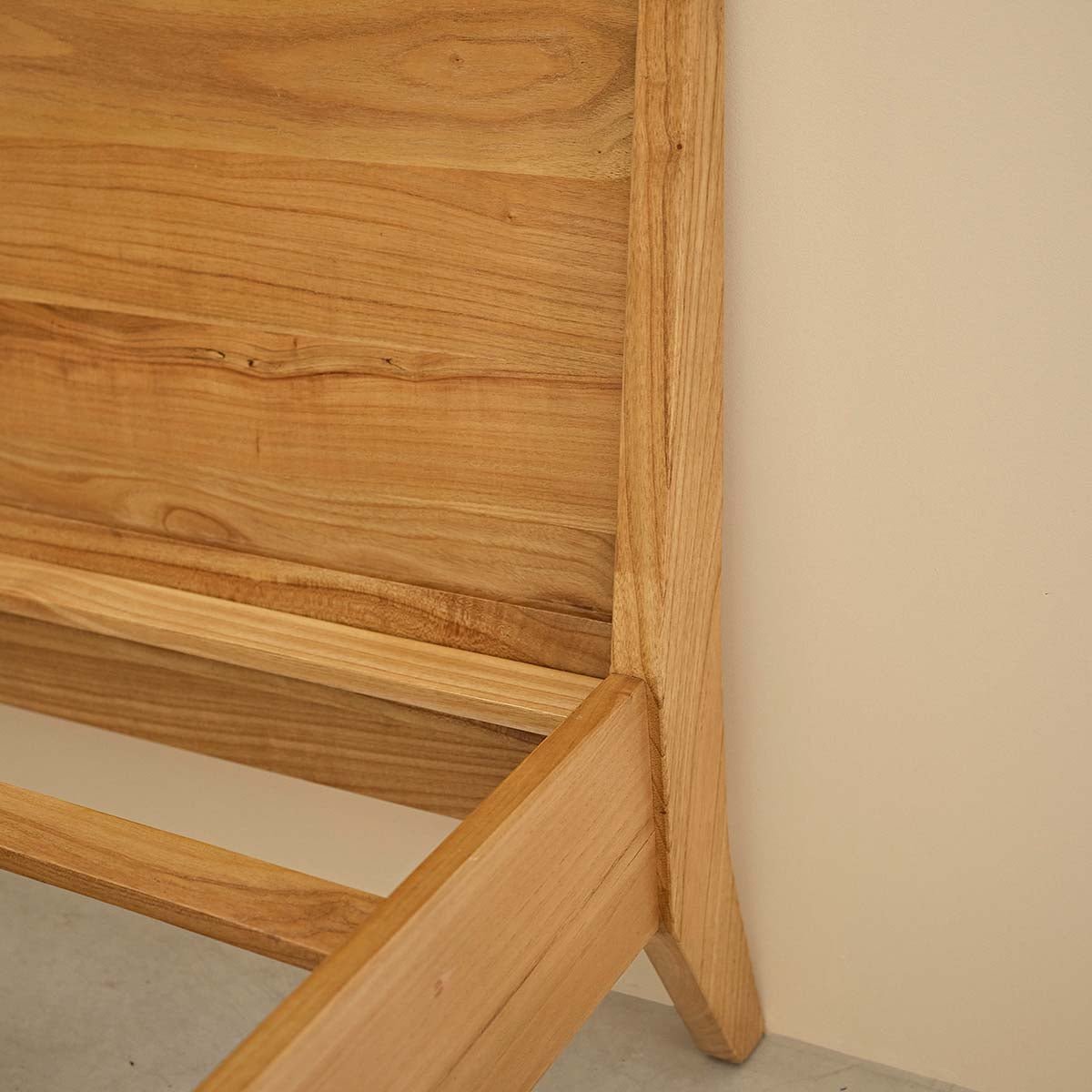 Lit en bois mindi massif 160 cm avec sommier PIA naturel, BERAH GETAH