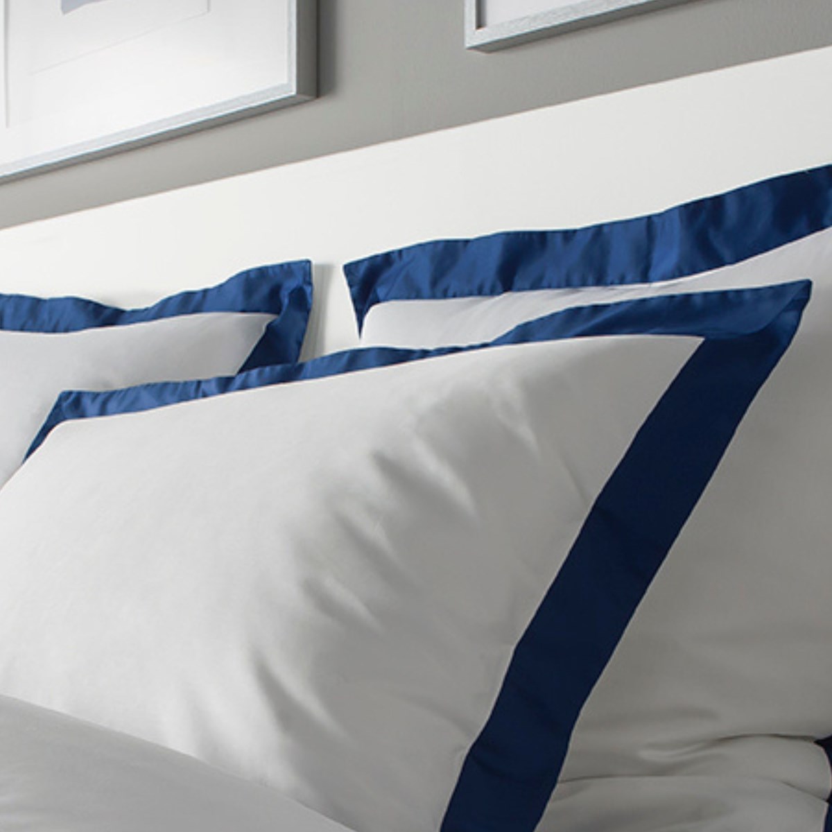 Taies d'oreiller satin de coton CELESTE lot de 2 bleu, MPC MAISON