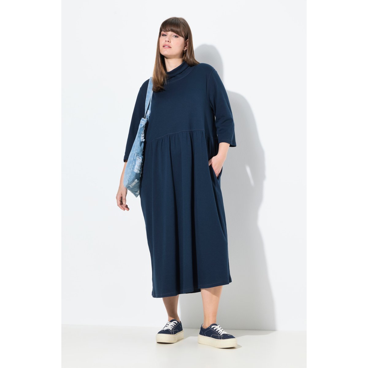 Robe maxi en jersey de coton bio marine, ULLA POPKEN