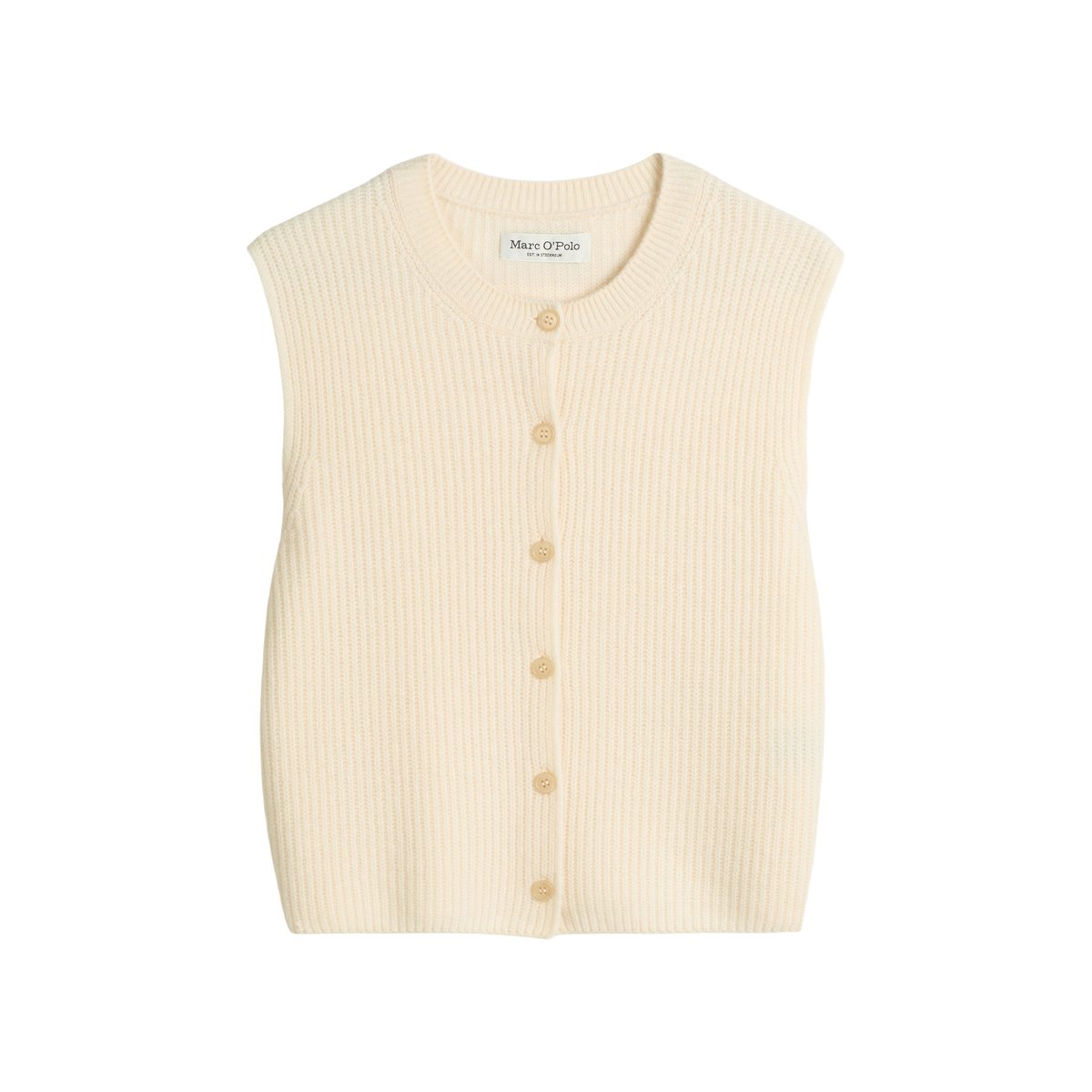 Gilet tricoté sans manches slim en doux mélange de laine mérinos nature, MARC O'POLO