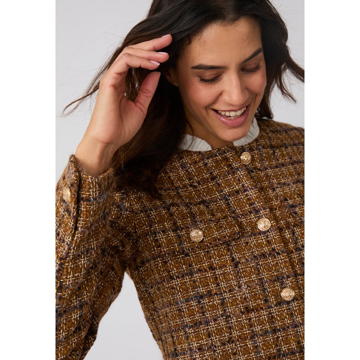 Veste effet tweed marron camel, DAMART