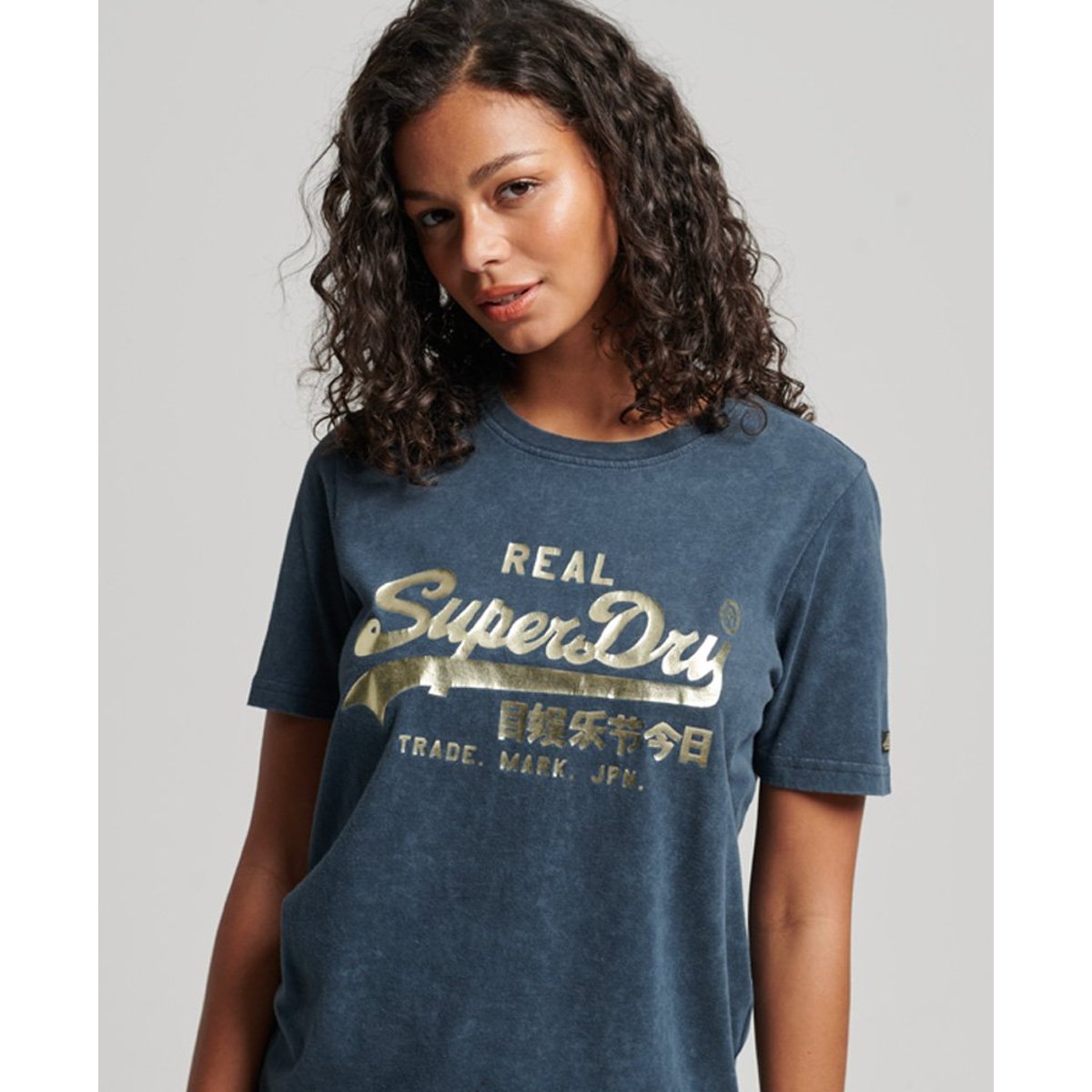 T-shirt fantaisie Vintage Logo bleu encre, SUPERDRY