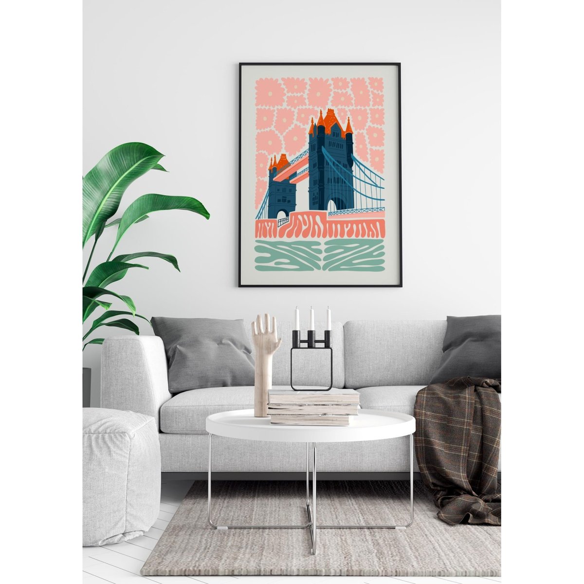 Affiche Londres Tower Bridge blanc, L'AFFICHERIE