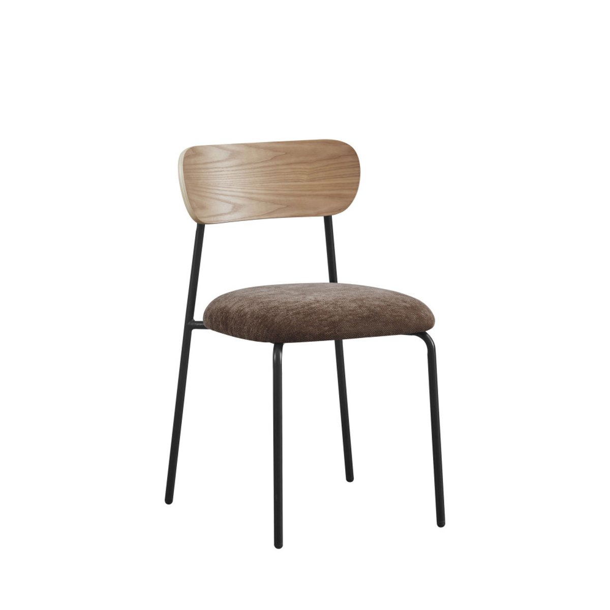 Lot de 2 chaises en bois clair, tissu et métal- JESS marron, DRAWER