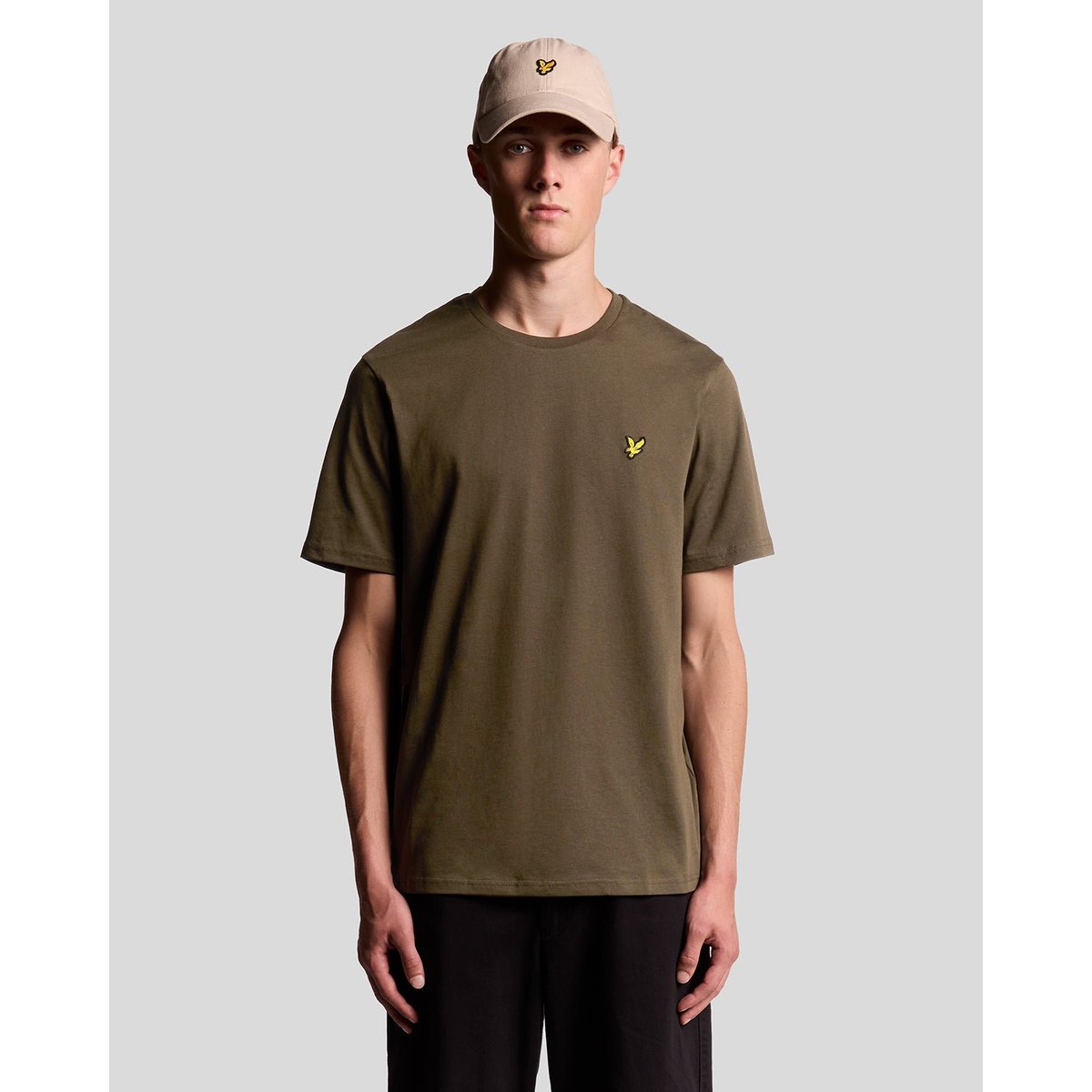 T-shirt en coton col rond vert olive, LYLE & SCOTT