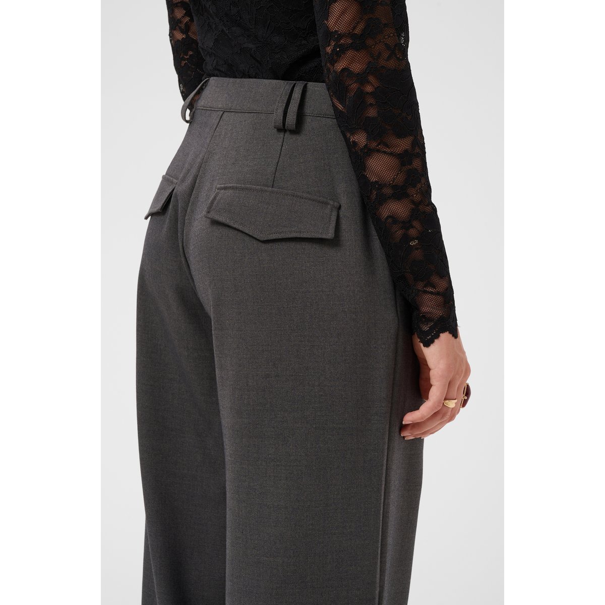 Pantalon de costume gris dark grey melange, CREAM