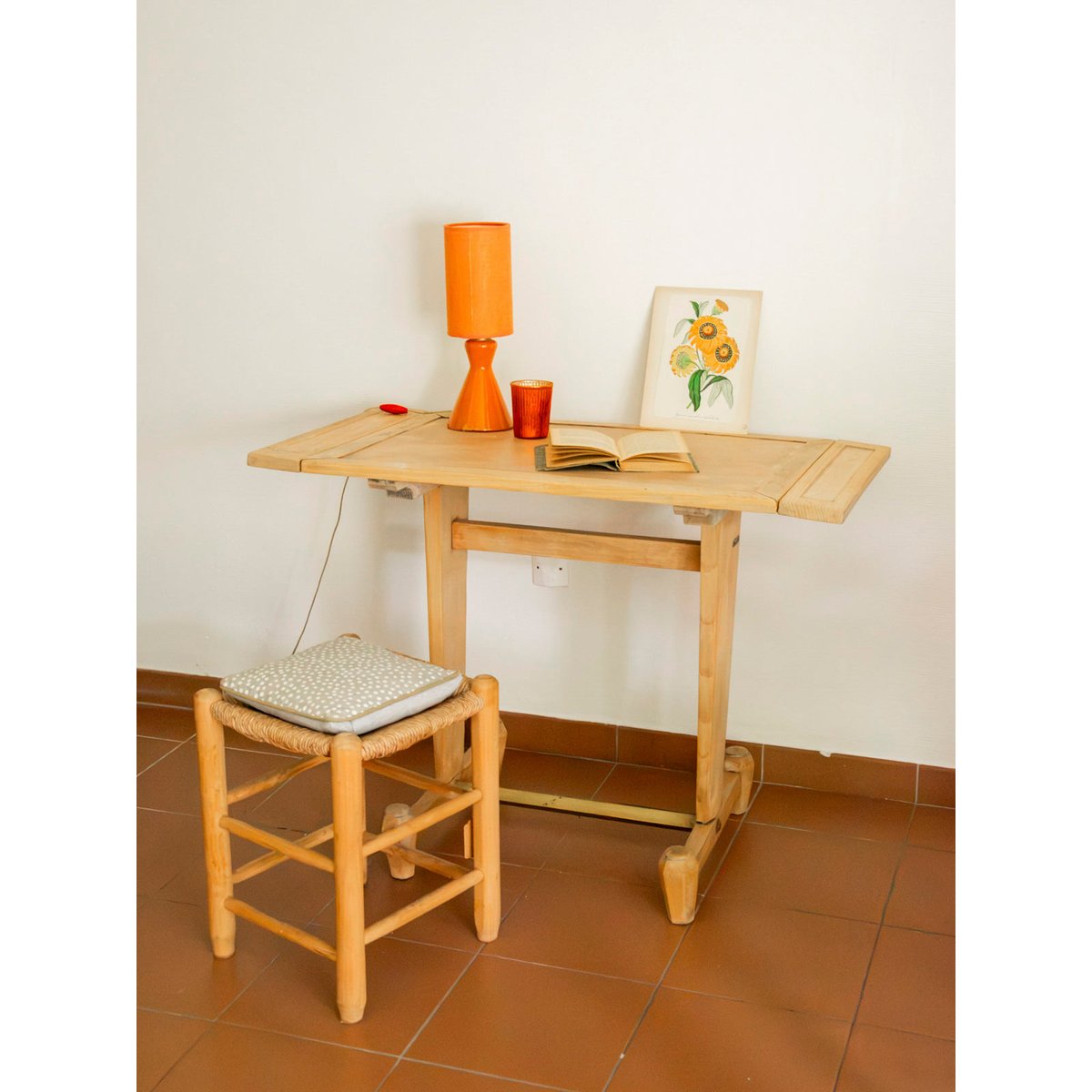 Table à manger bistro en bois à rabats Denise N°1362 - Bon état bois clair, DEBONGOUT