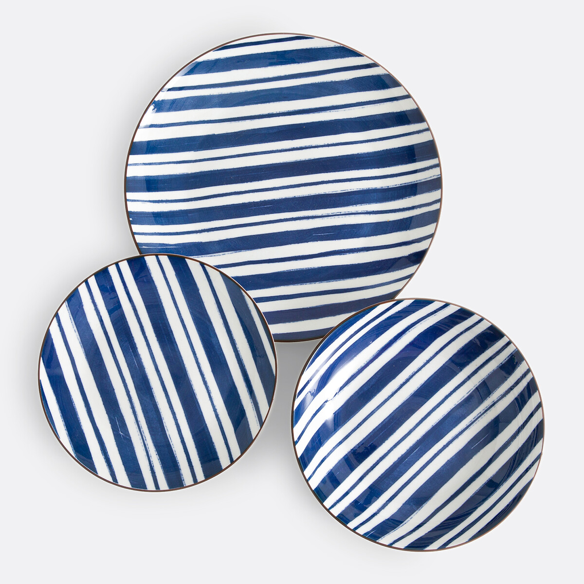 Service de 18 assiettes en porcelaine, Sienna bleu/blanc, LA REDOUTE INTERIEURS
