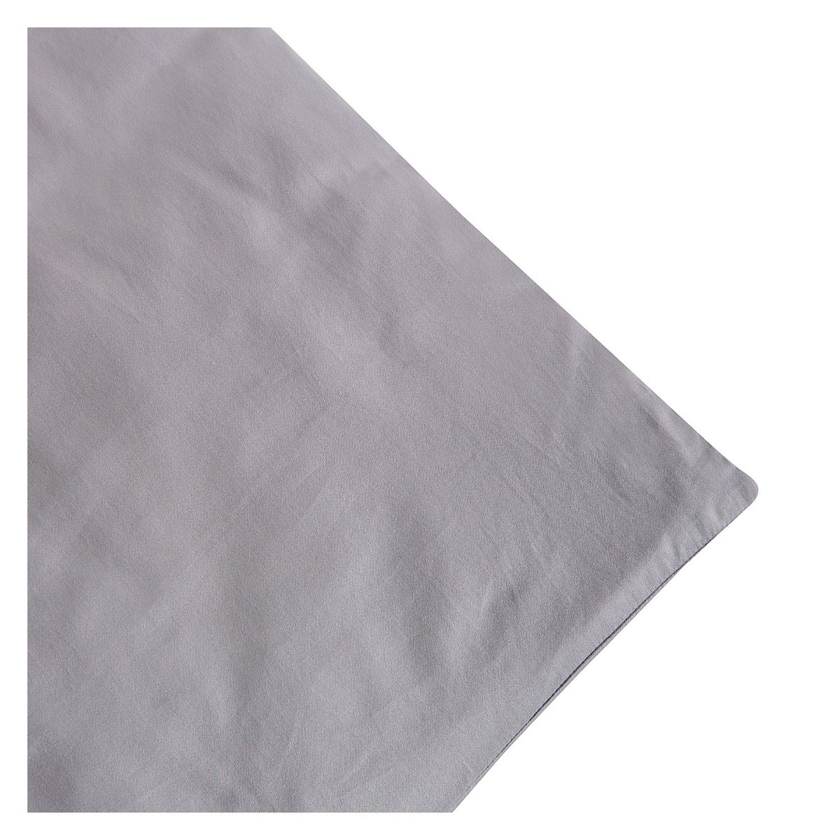 Housse de couette en satin de coton ALEXANE gris, HABITAT