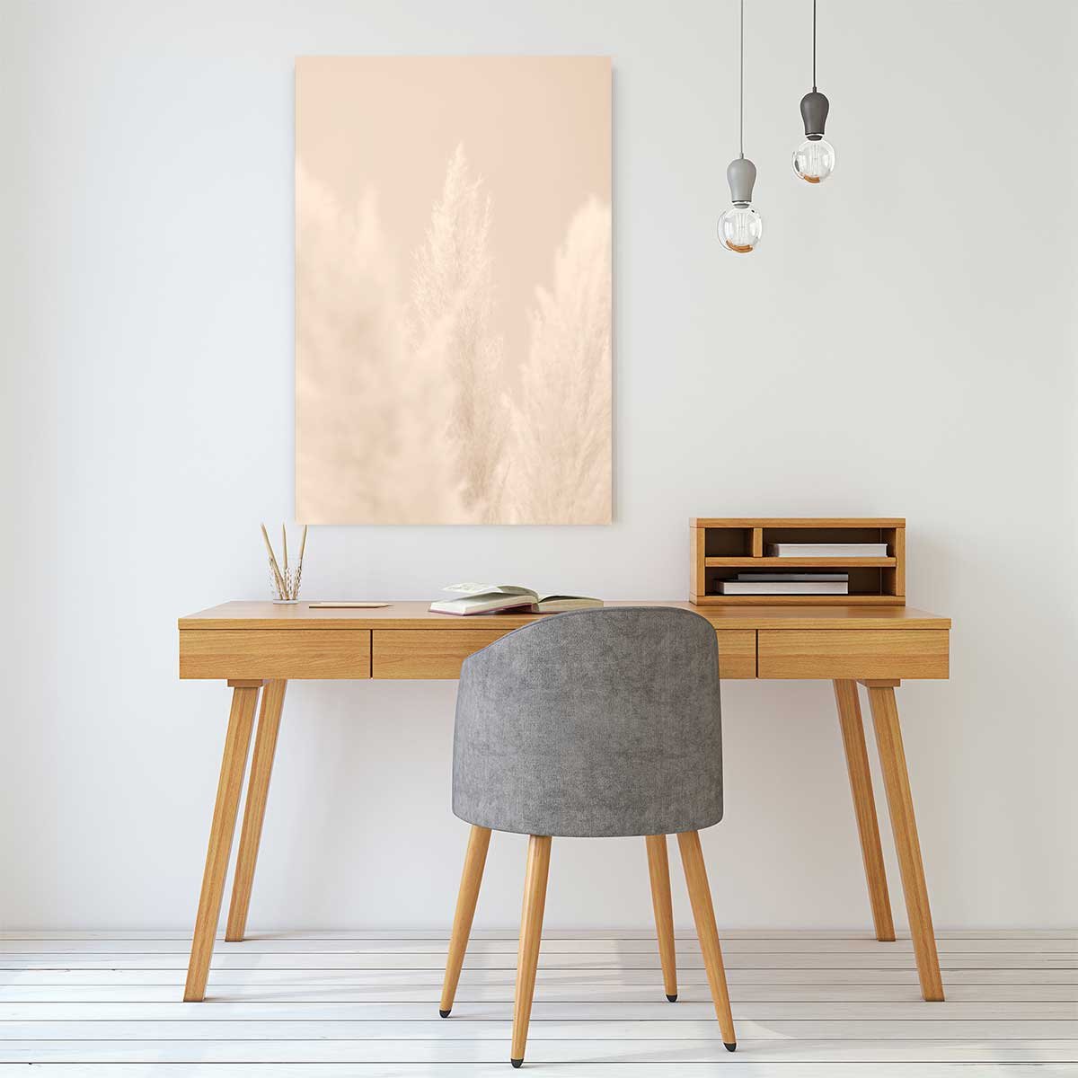 Tableau scandi fleurs de roseaux tableau alu dibond, HEXOA