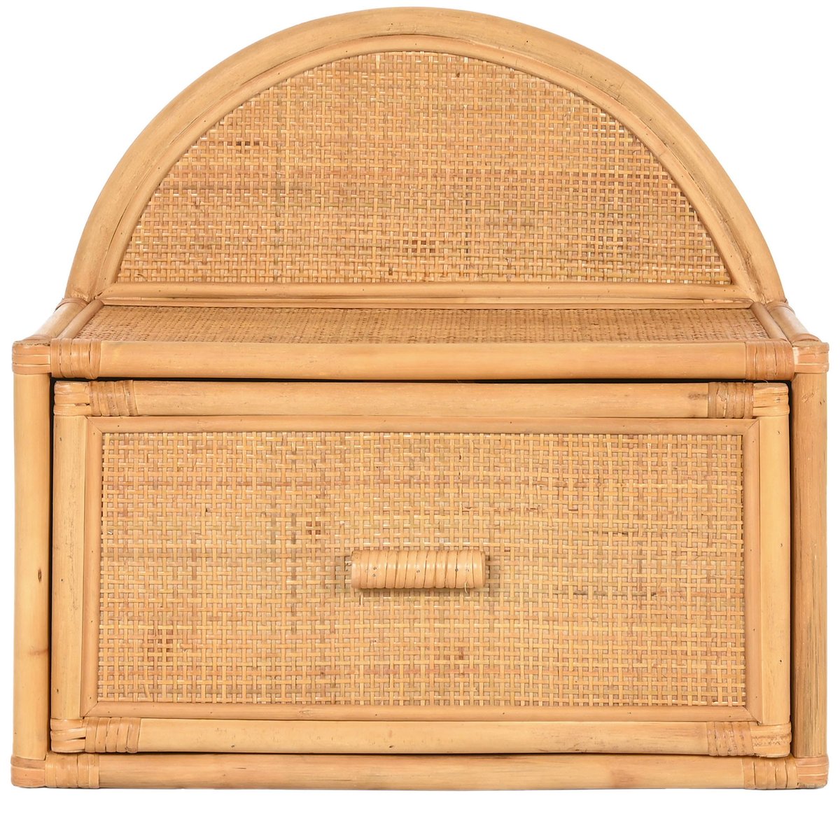 Table de chevet murale en bois et rotin 47x30x45cm bois, WADIGA