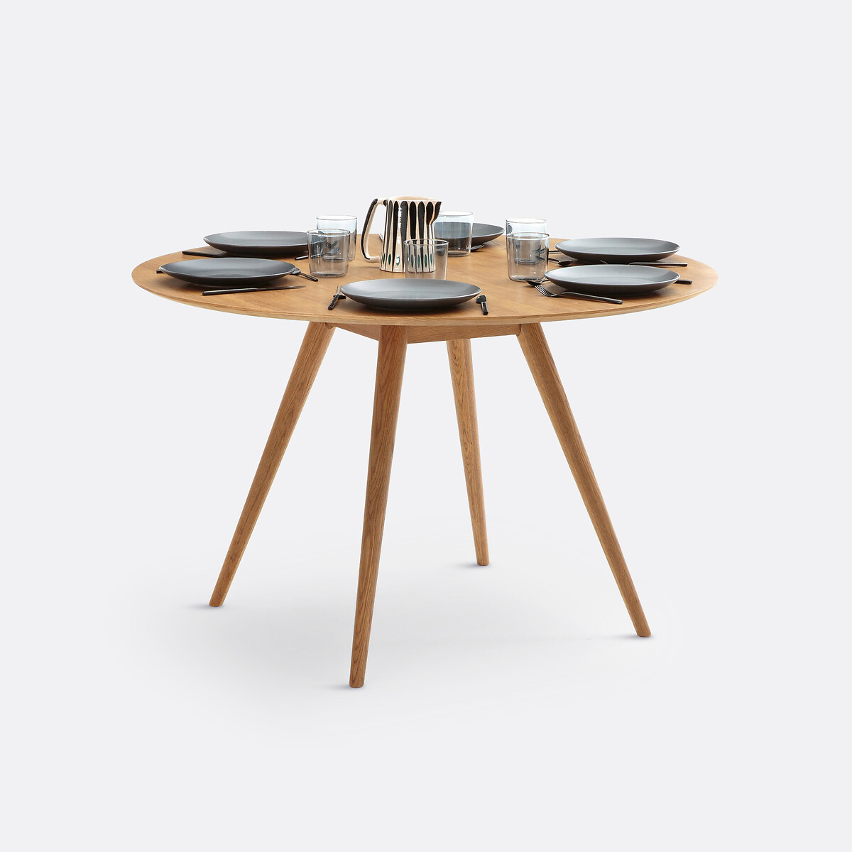 Mesa de comedor, redonda, chapado roble, 4 a 6 comensales, QUILDA roble, LA REDOUTE INTERIEURS