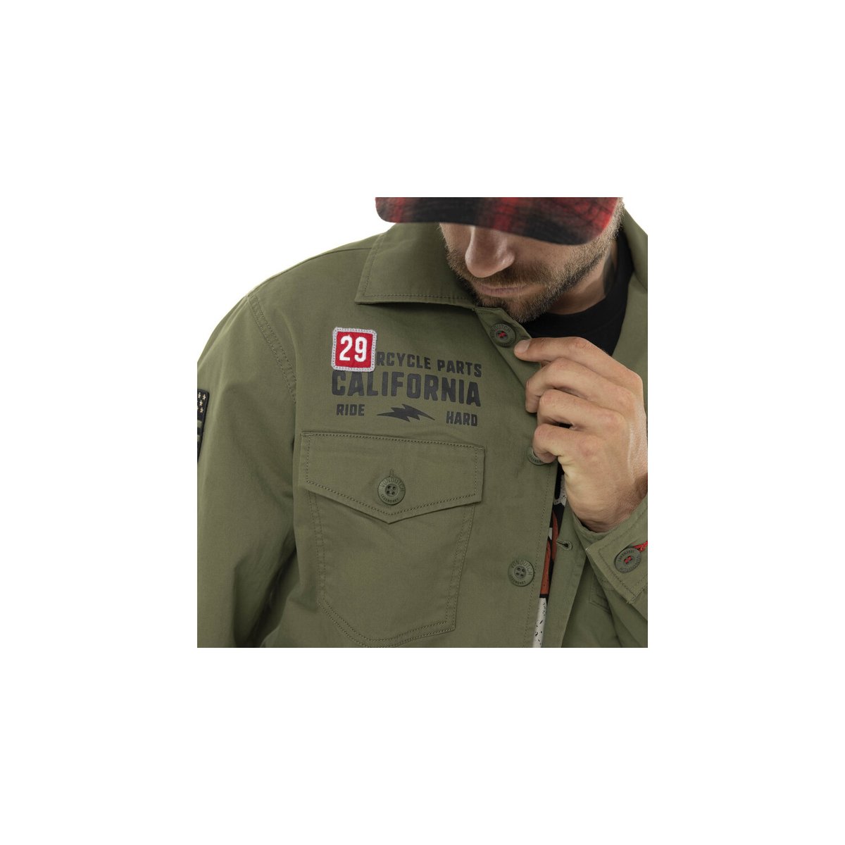 Veste à capuche coupe Régular Mi saison Revolt kaki/noir/rouge, VON DUTCH