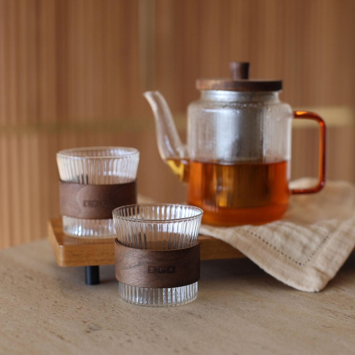 Théière 55cl avec tasse en verre 15cl, KARL naturel-transparent, OGO LIVING