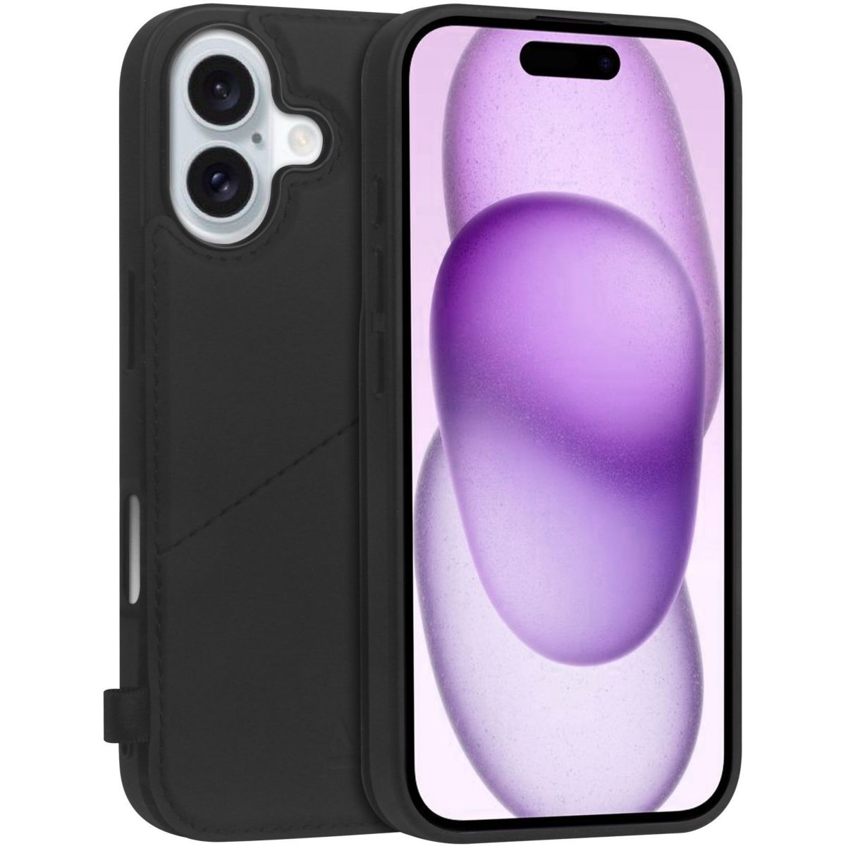 Coque iPhone 16 3 en 1 - Noir couleur unique, ADEQWAT