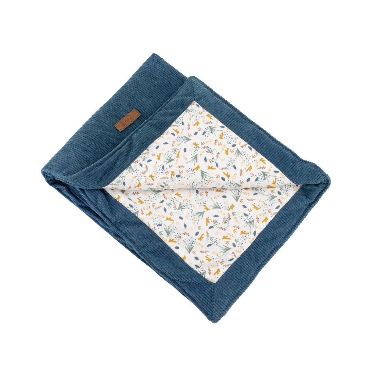 Couverture réversible pour bébé en double gaze de coton et jersey bleu, DOMIVA